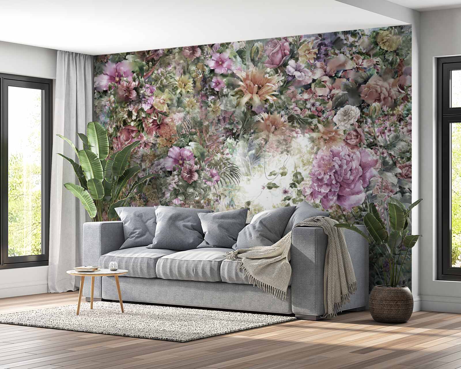 Papier peint verdure dense dans le jardin