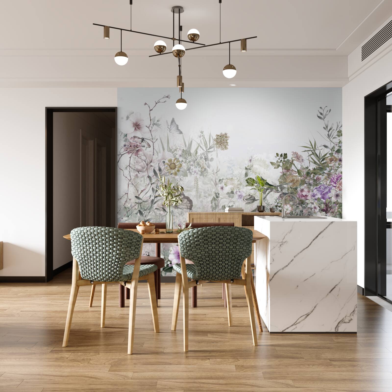 Papier peint un jardin d'été près de la maison