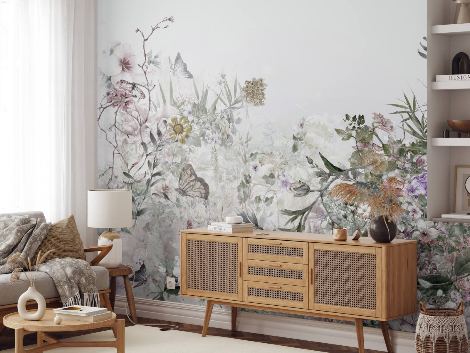 Papier peint un jardin d'été près de la maison