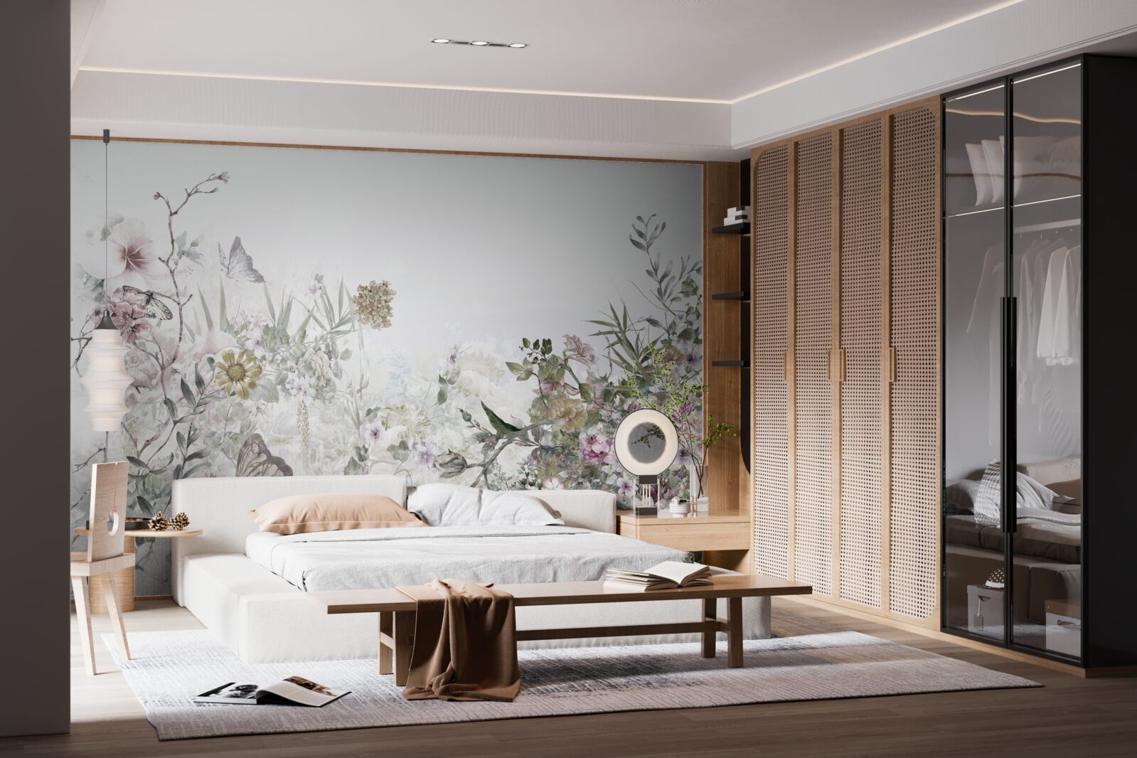 Papier peint un jardin d'été près de la maison