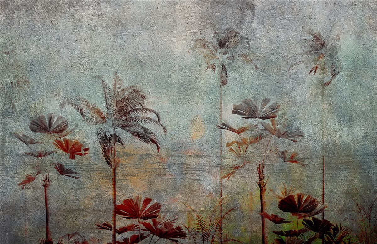 Papier peint les palmiers se balancent sur le rivage