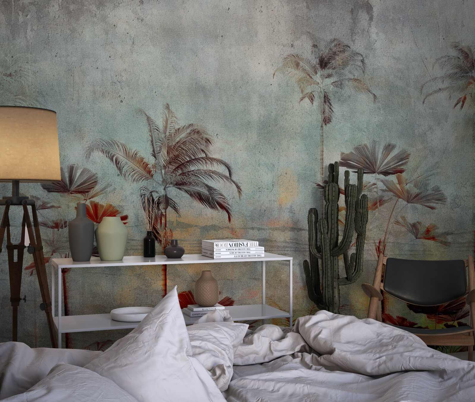 Papier peint les palmiers se balancent sur le rivage