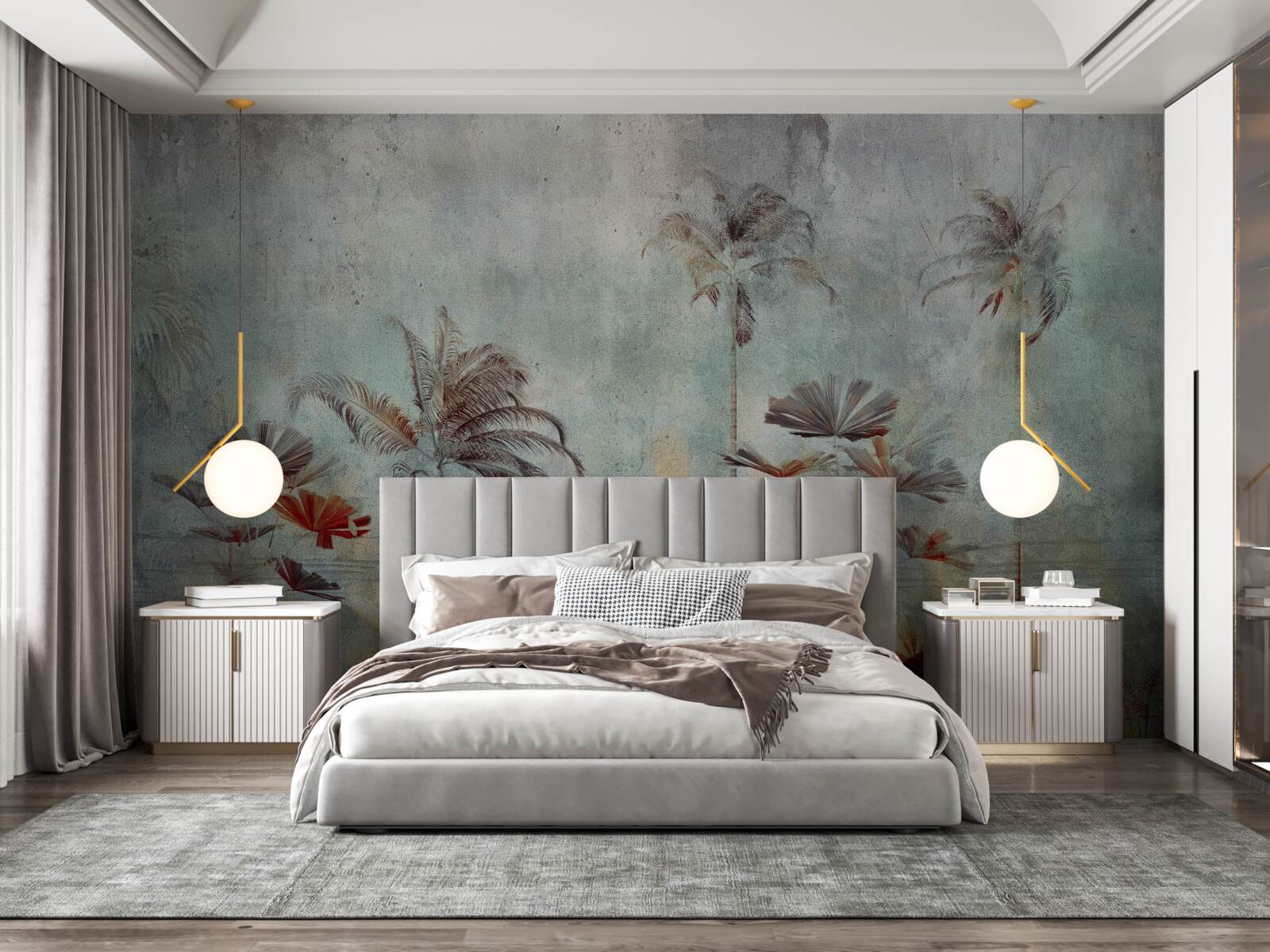 Papier peint les palmiers se balancent sur le rivage