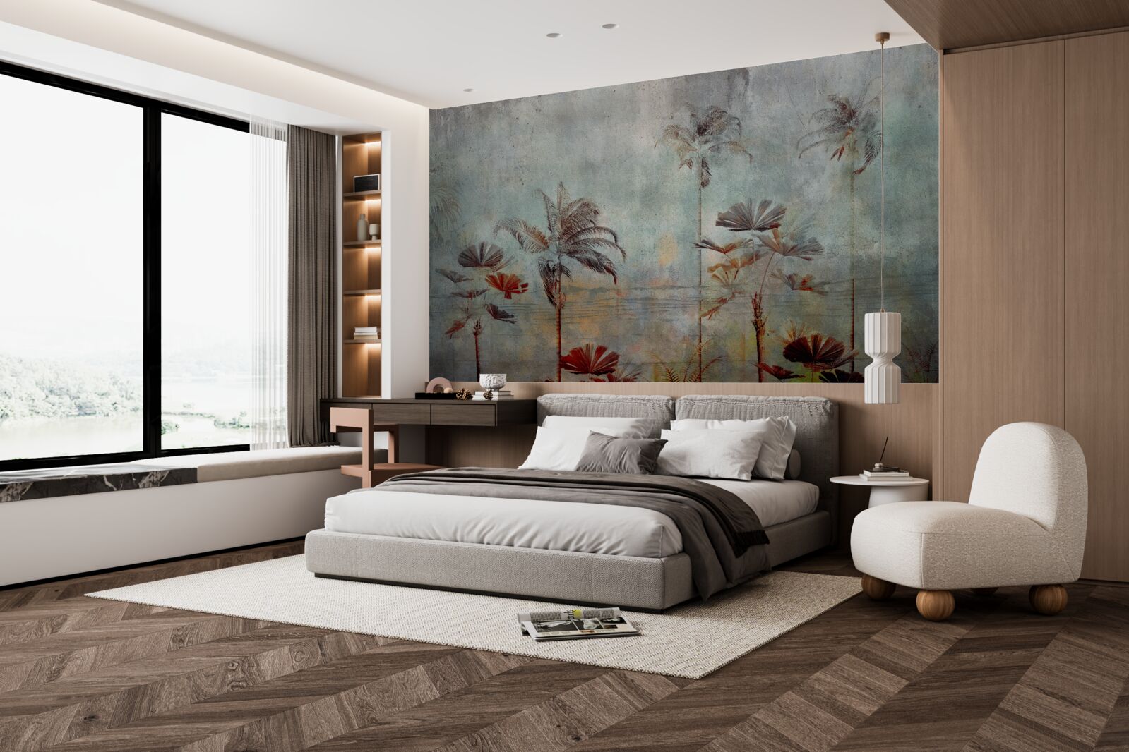 Papier peint les palmiers se balancent sur le rivage