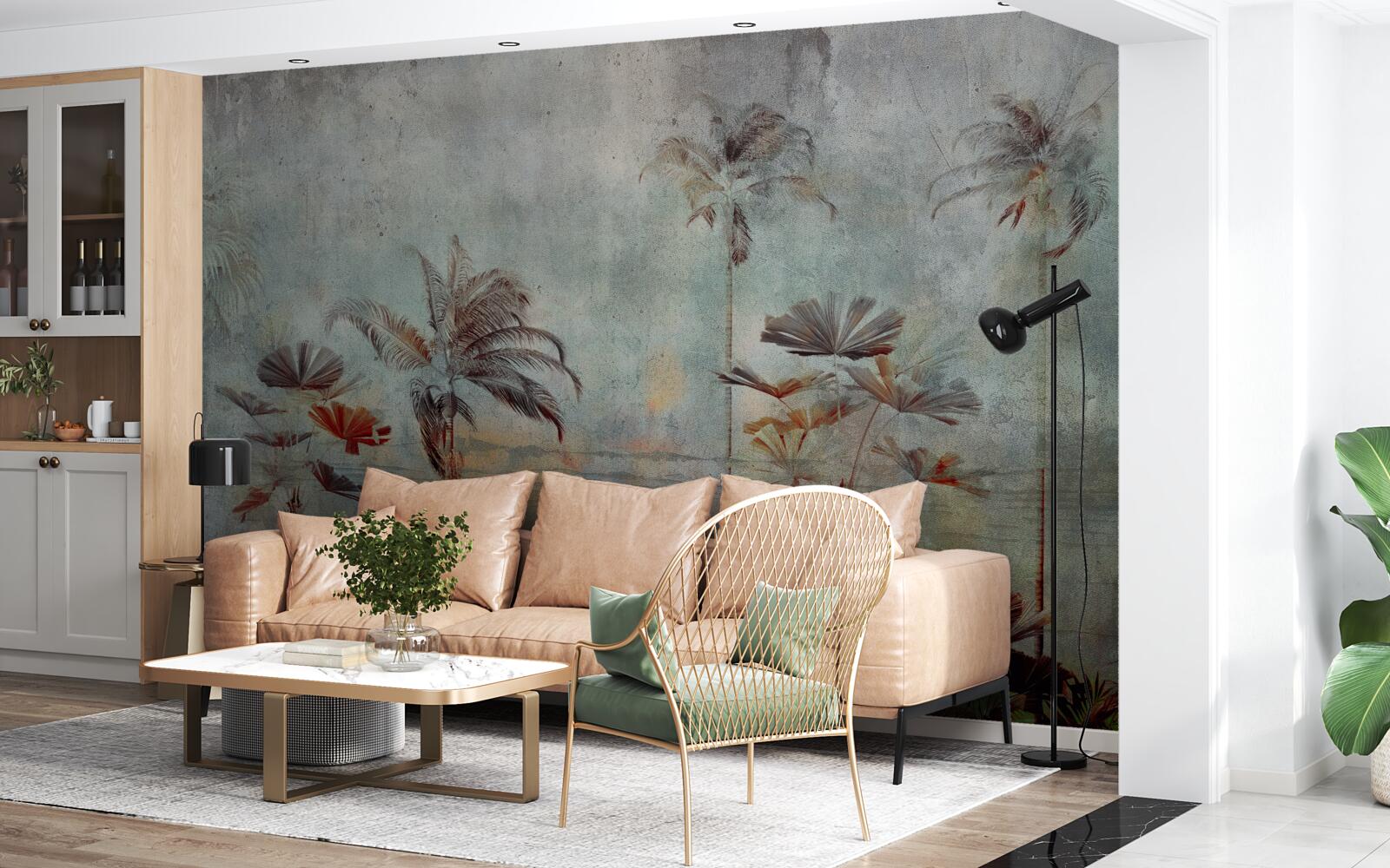 Papier peint les palmiers se balancent sur le rivage