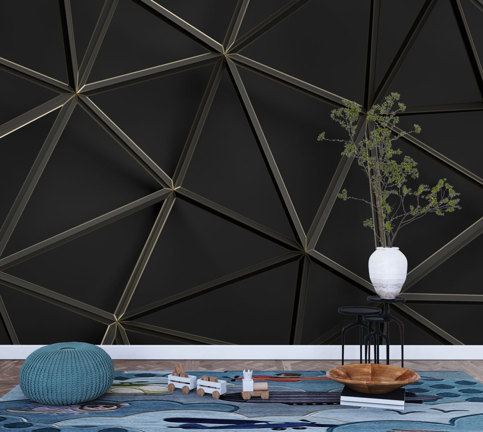 Papier peint vitrail en verre noir