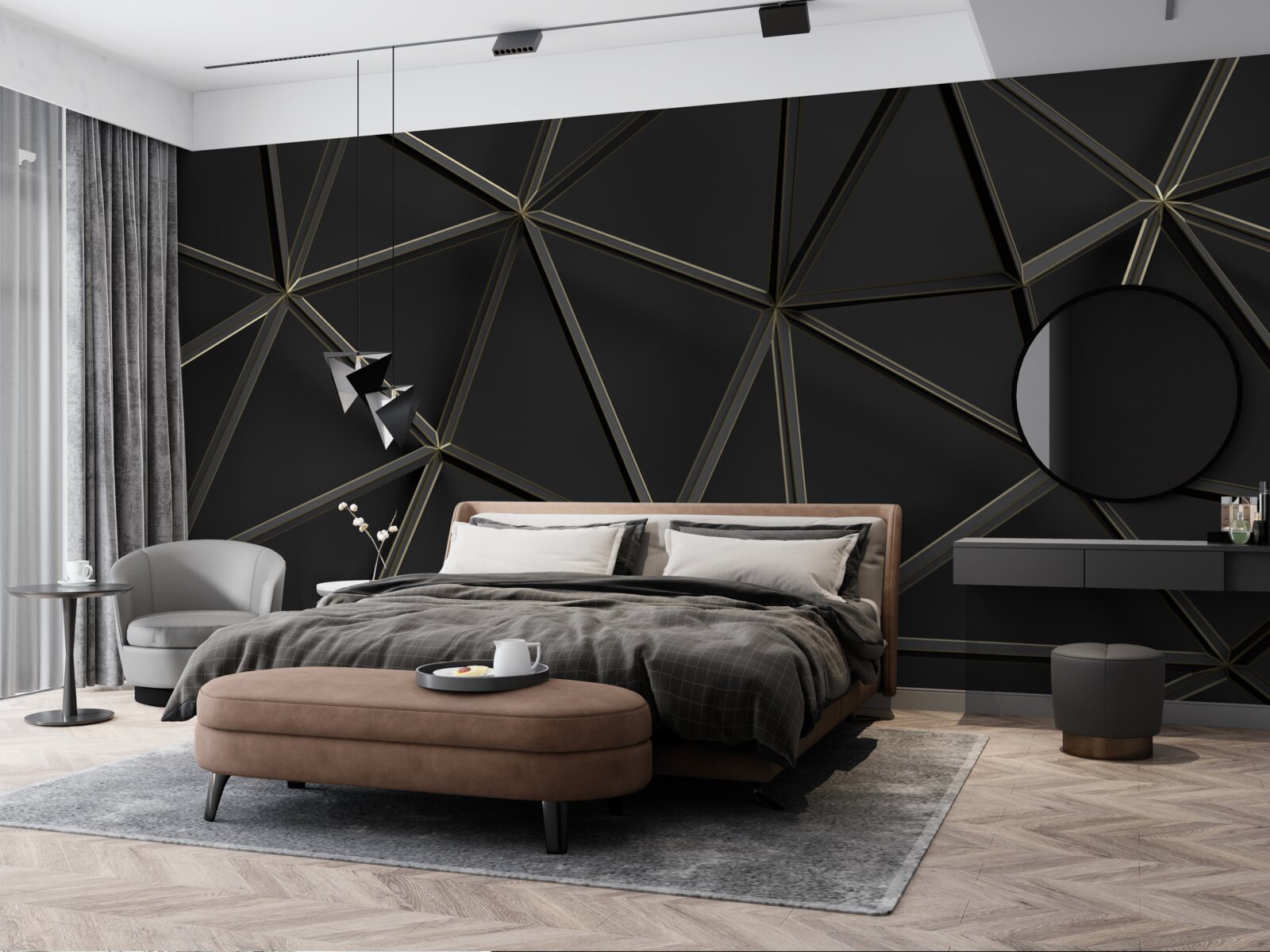 Papier peint vitrail en verre noir