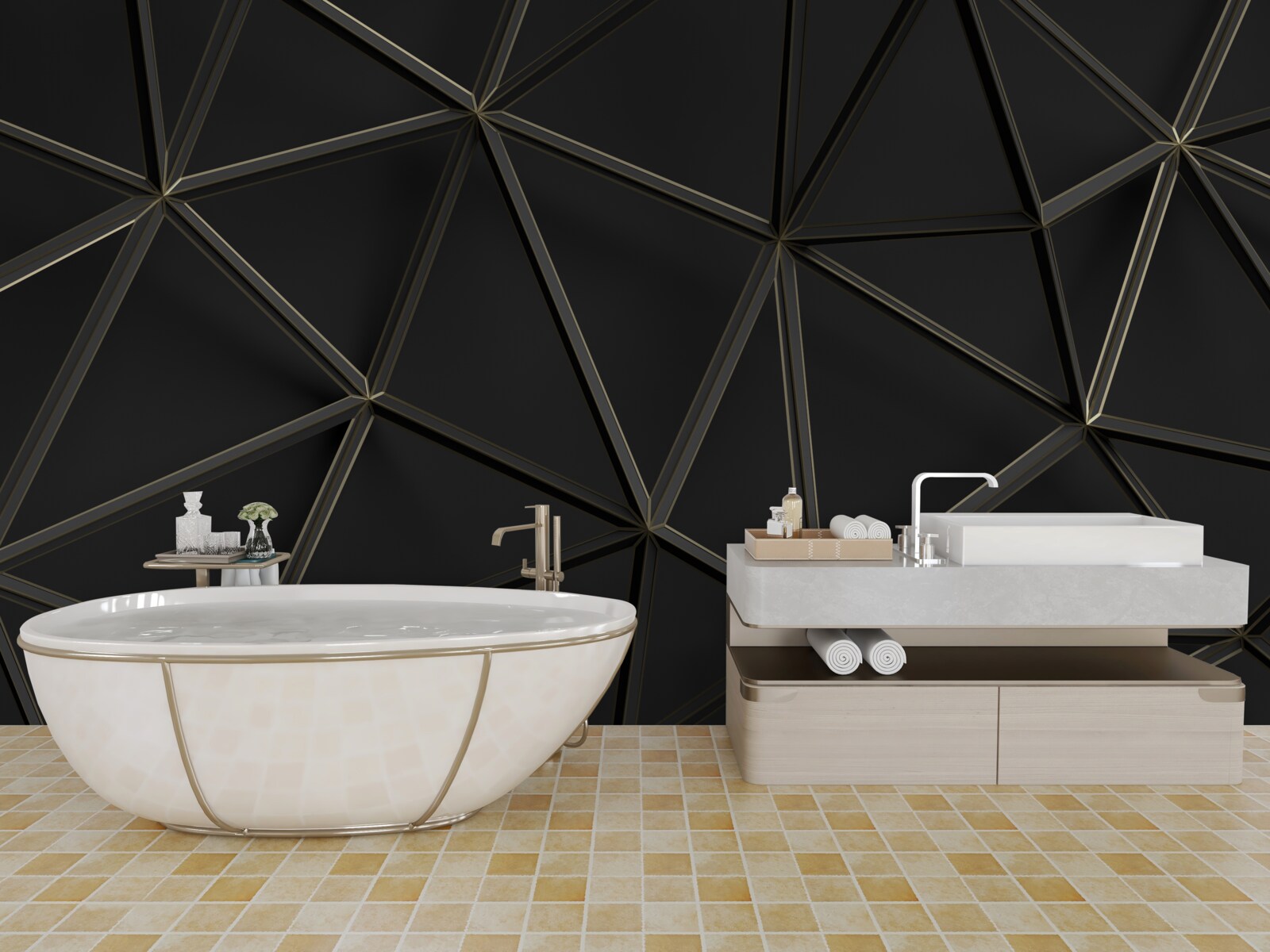 Papier peint vitrail en verre noir