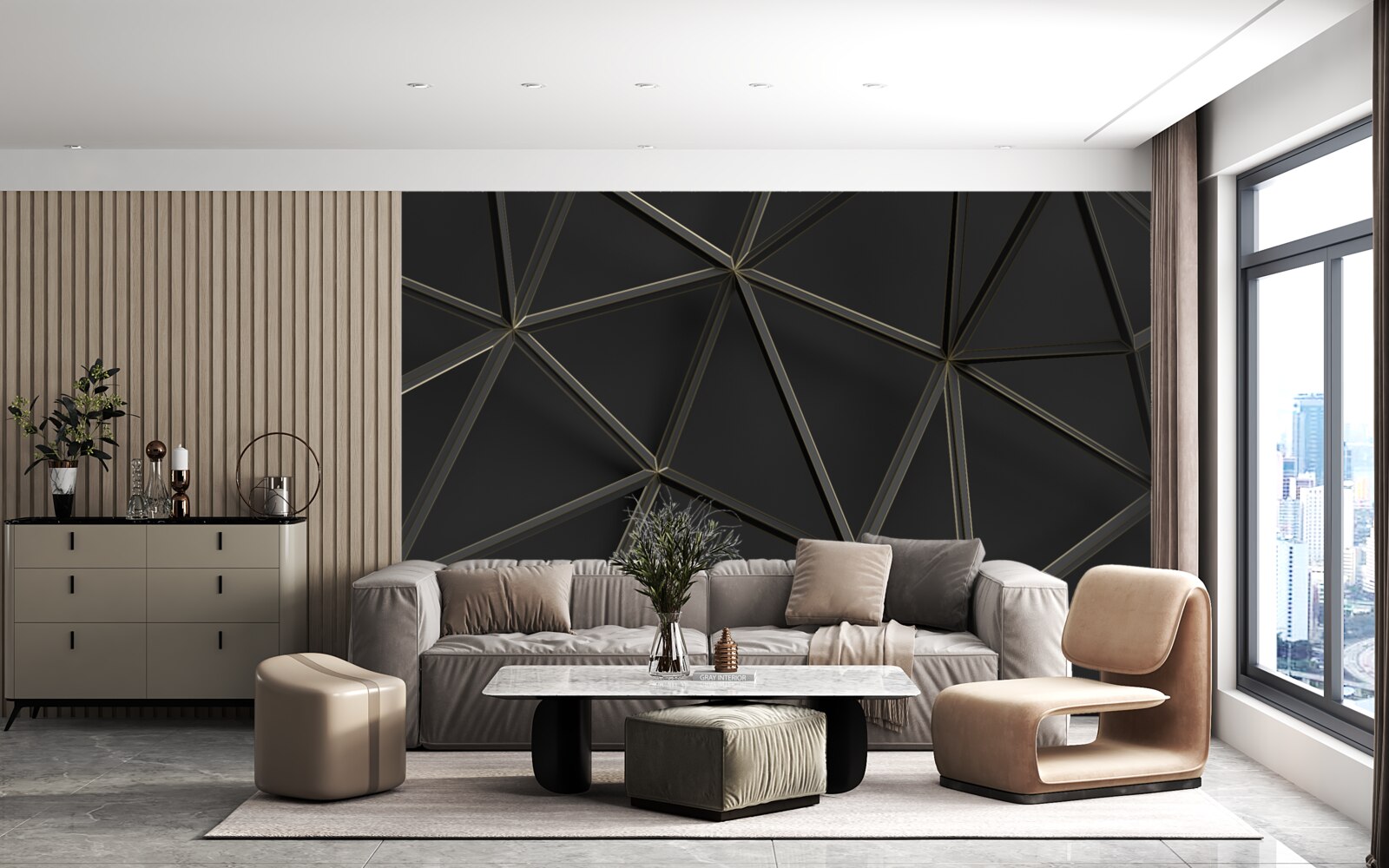 Papier peint vitrail en verre noir