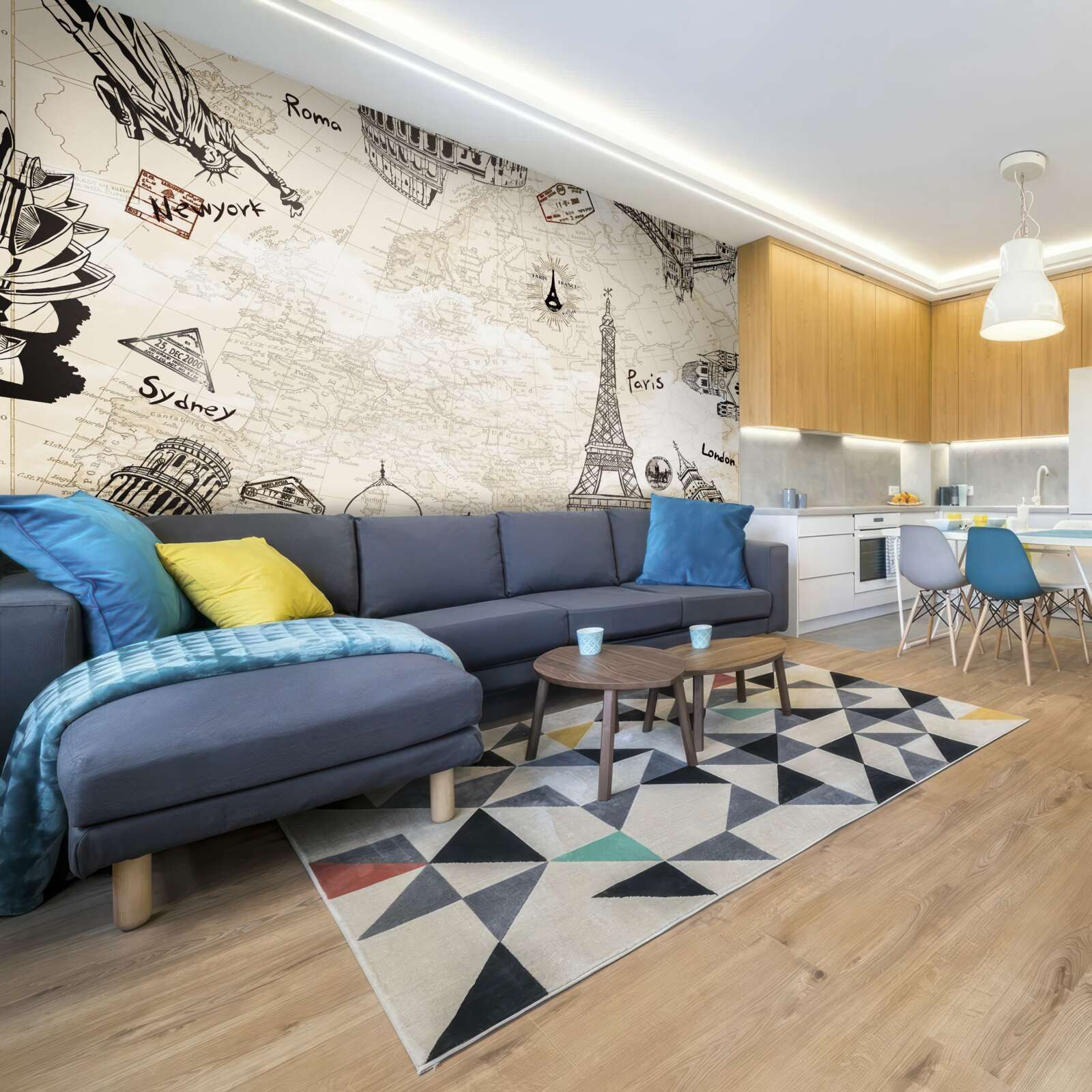 Papier peint l'architecture européenne sur la carte