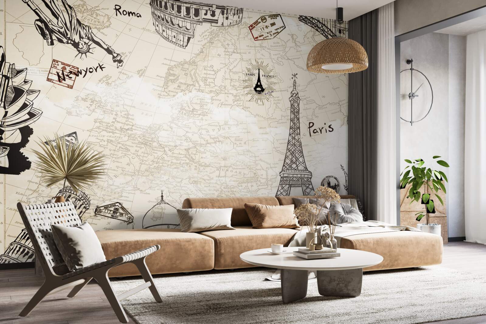 Papier peint l'architecture européenne sur la carte