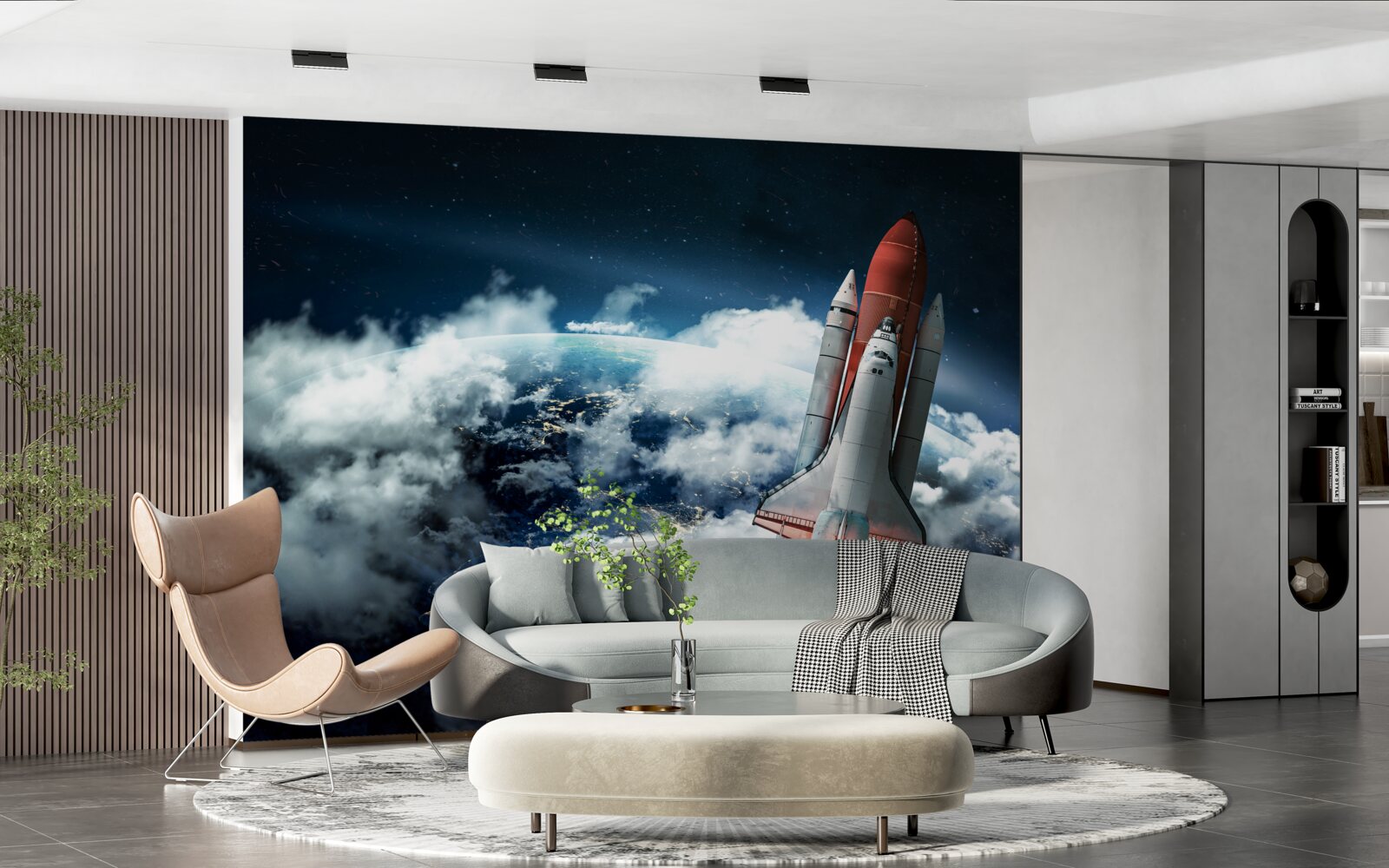 Papier peint vaisseau spatial sur une trajectoire orbitale