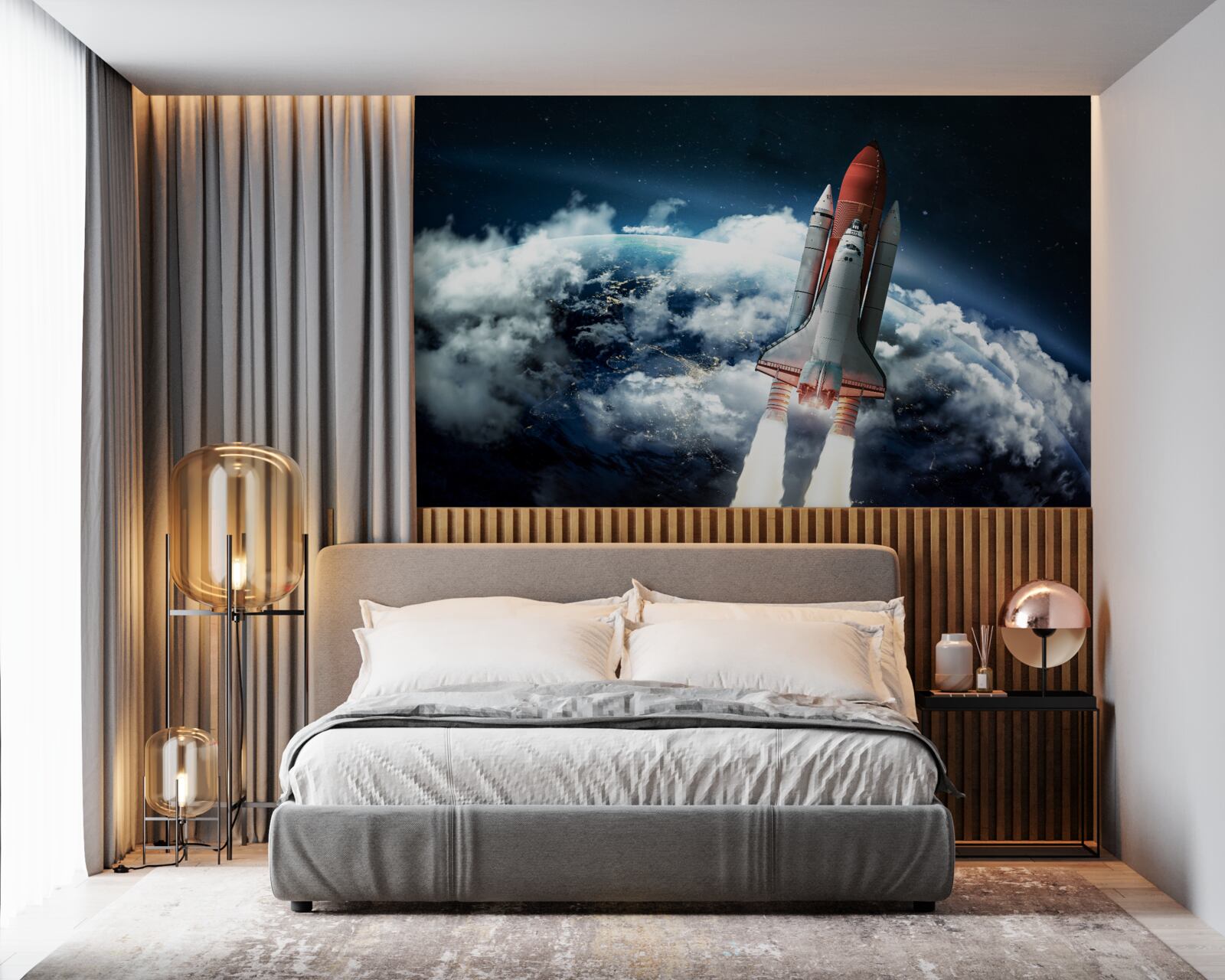 Papier peint vaisseau spatial sur une trajectoire orbitale