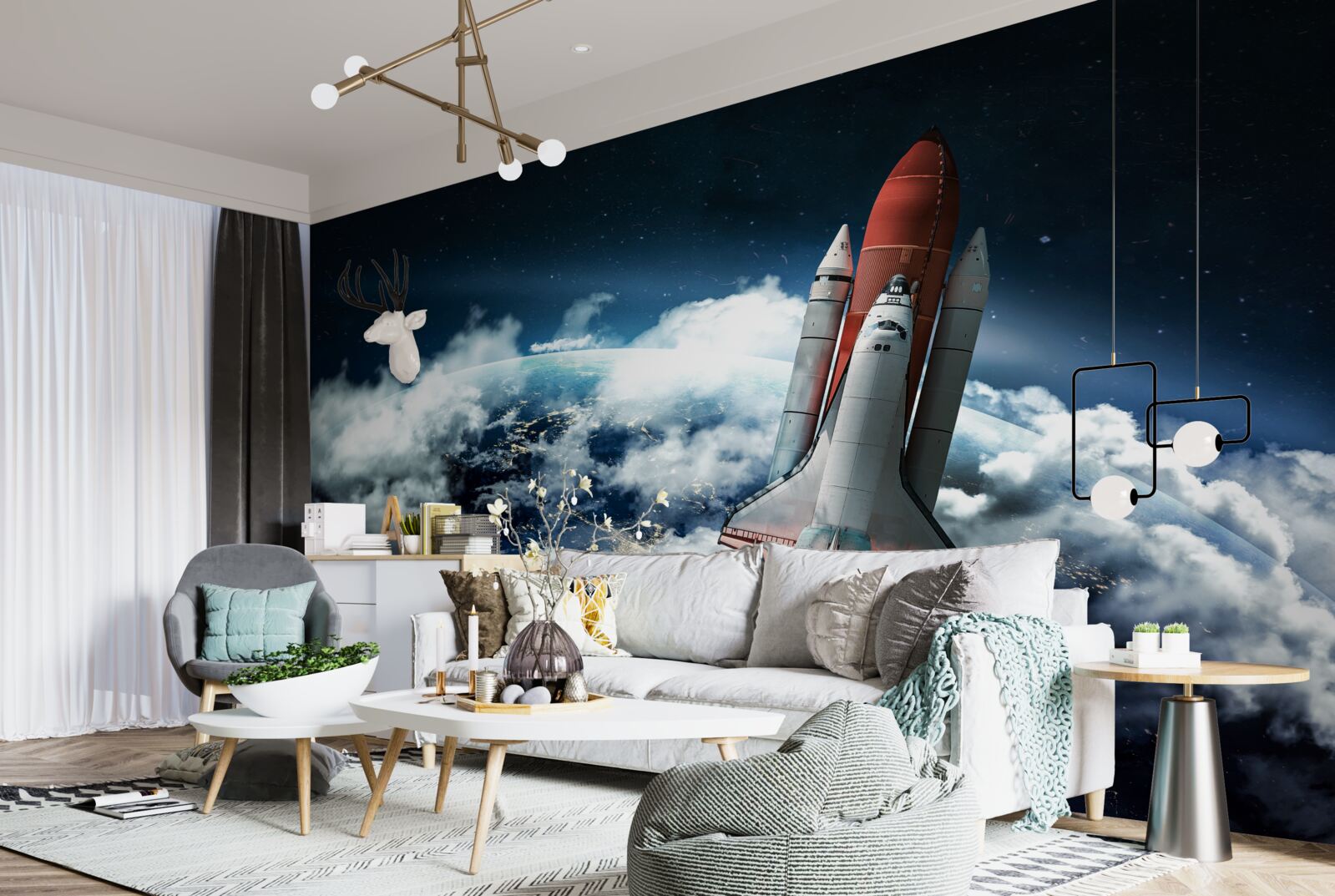 Papier peint vaisseau spatial sur une trajectoire orbitale