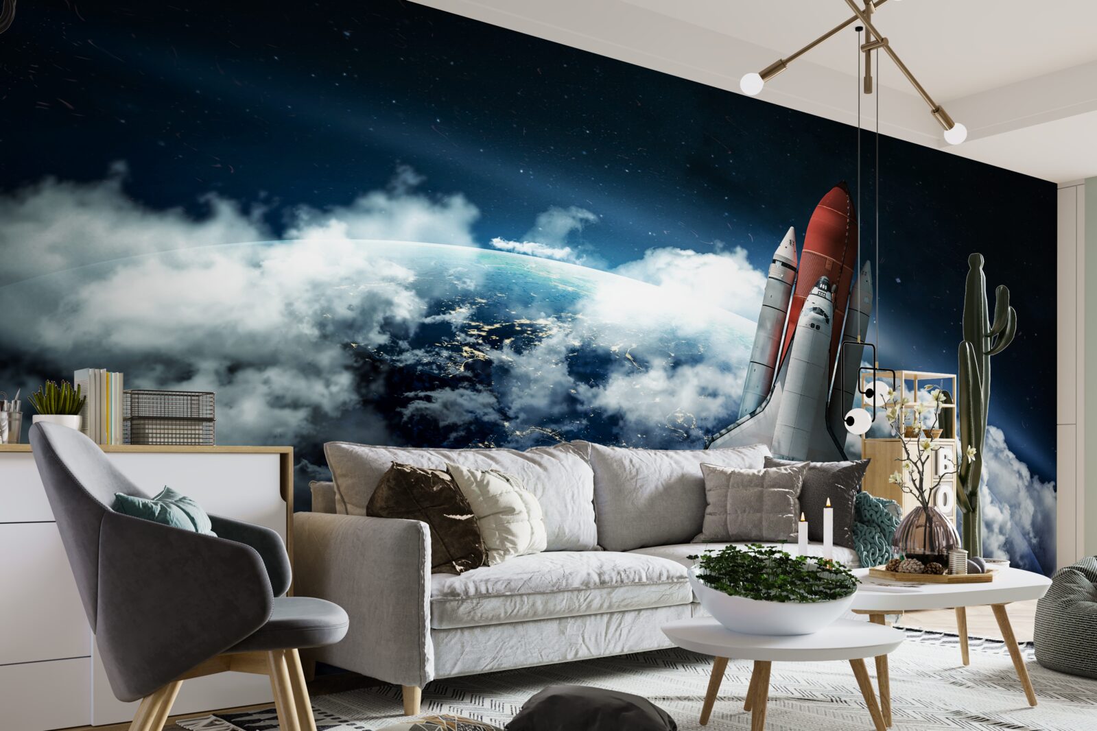 Papier peint vaisseau spatial sur une trajectoire orbitale