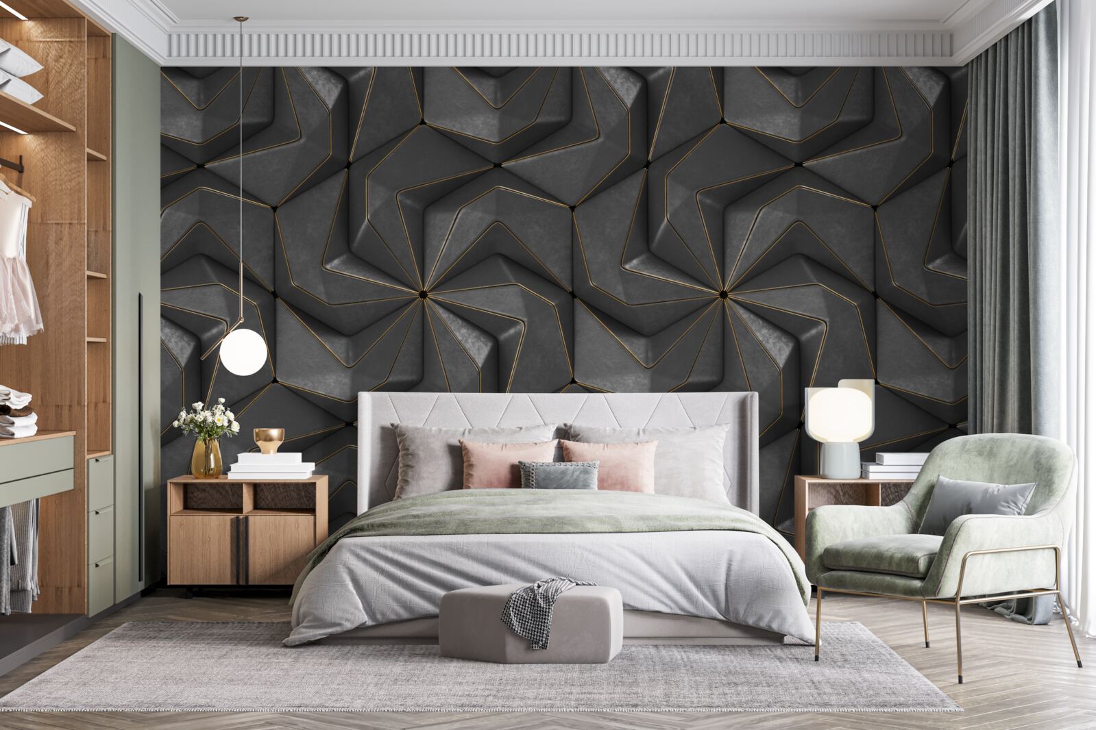 Papier peint fond de formes géométriques noires