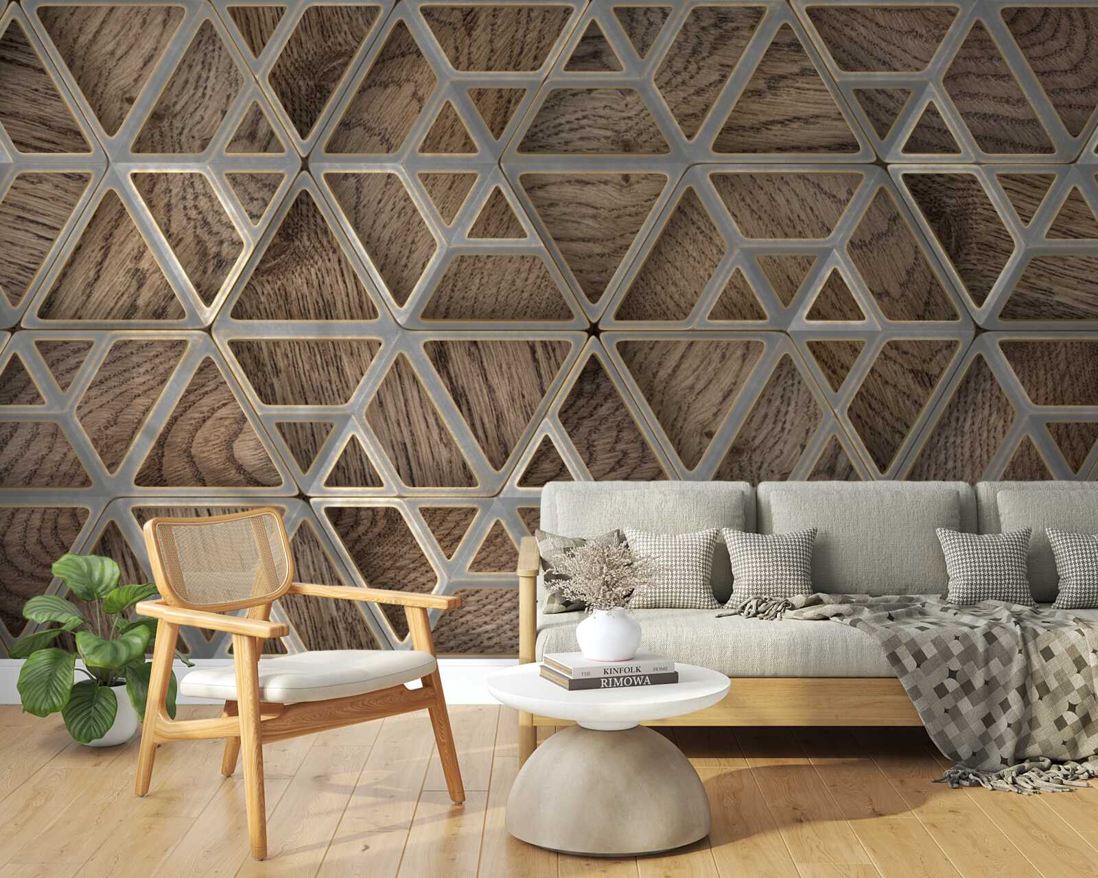 Papier peint structure triangulaire en bois