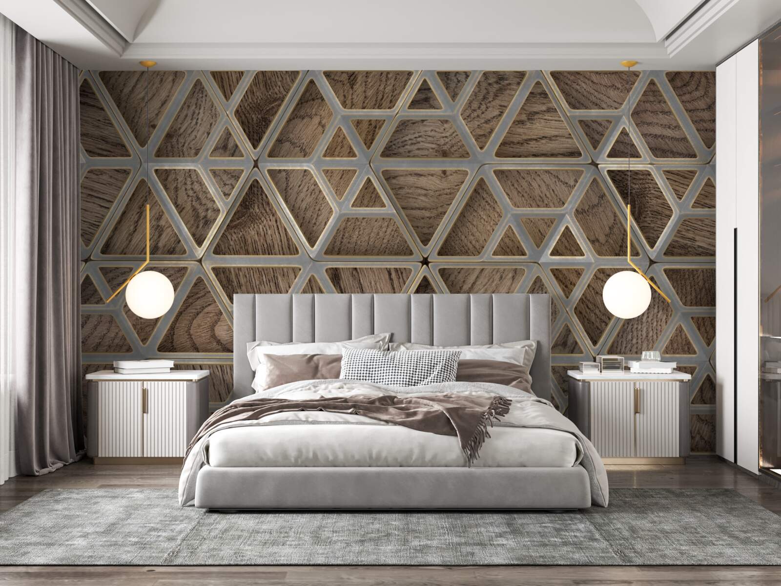 Papier peint structure triangulaire en bois