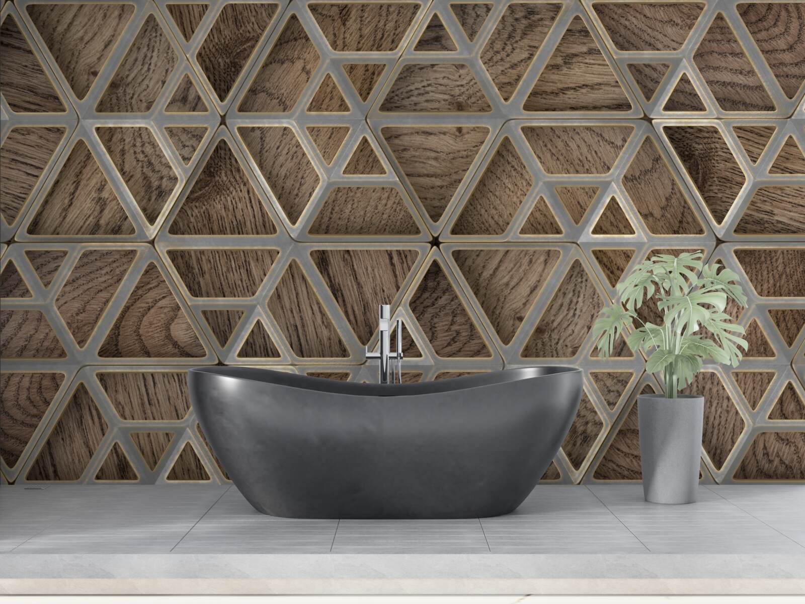 Papier peint structure triangulaire en bois