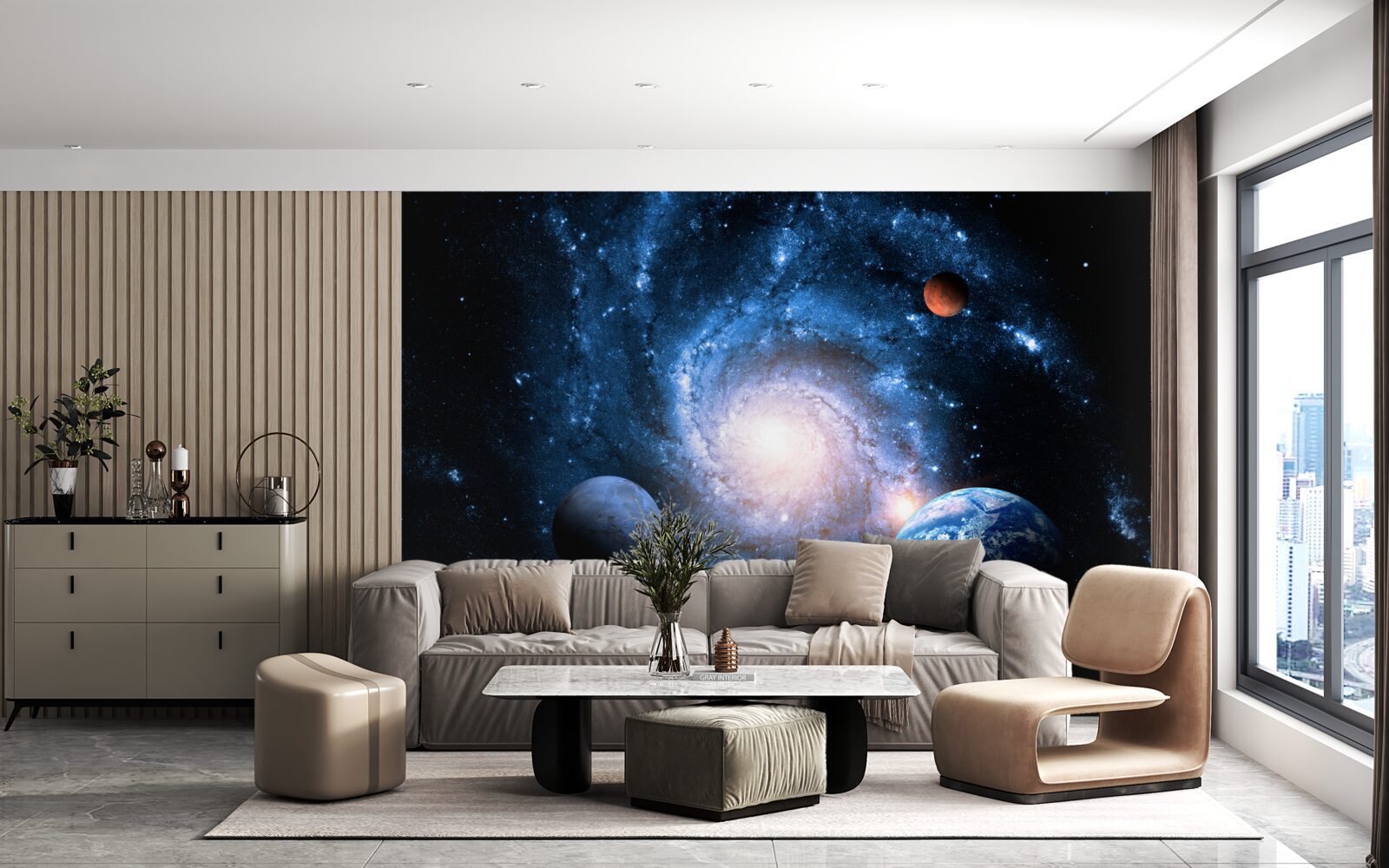 Papier peint l'espace extérieur sombre avec des corps célestes