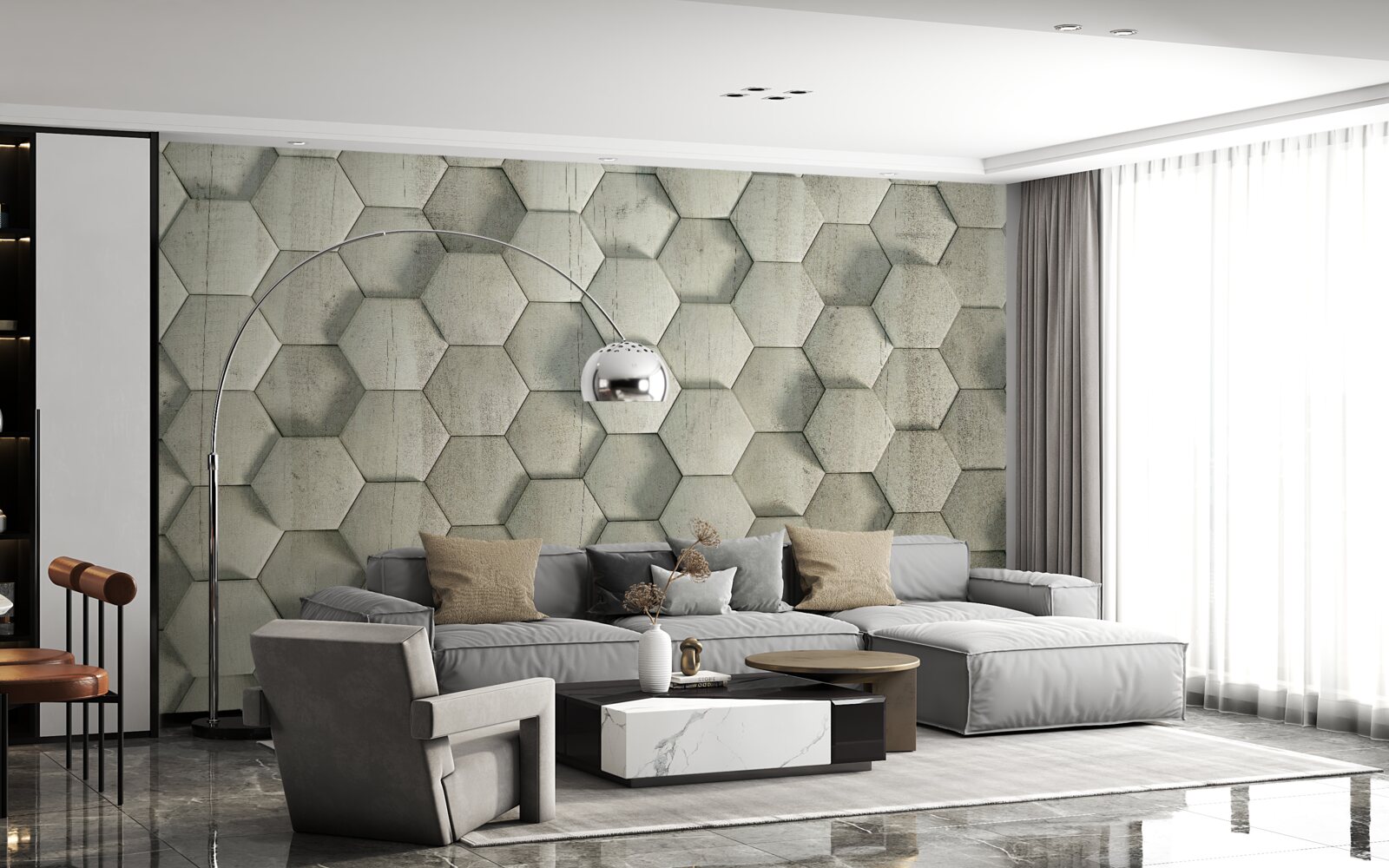 Papier peint cellules en bois vert clair