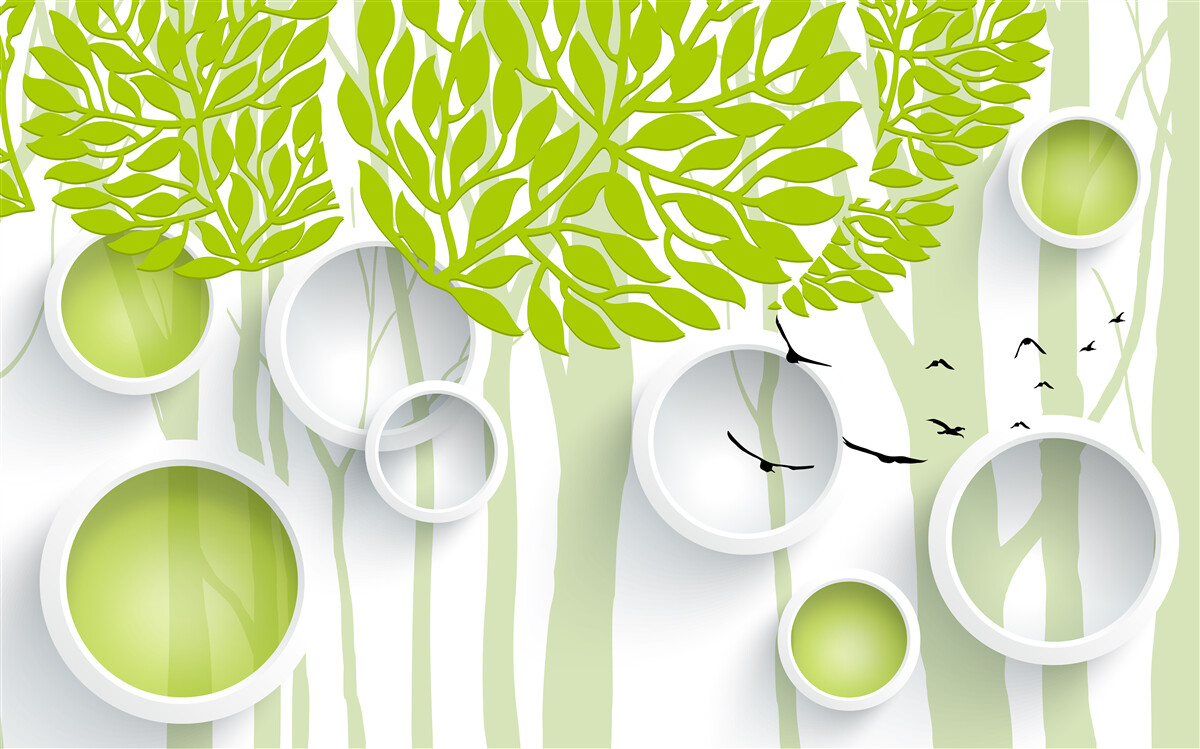 Papier peint image abstraite d'arbres printaniers de couleur vert clair