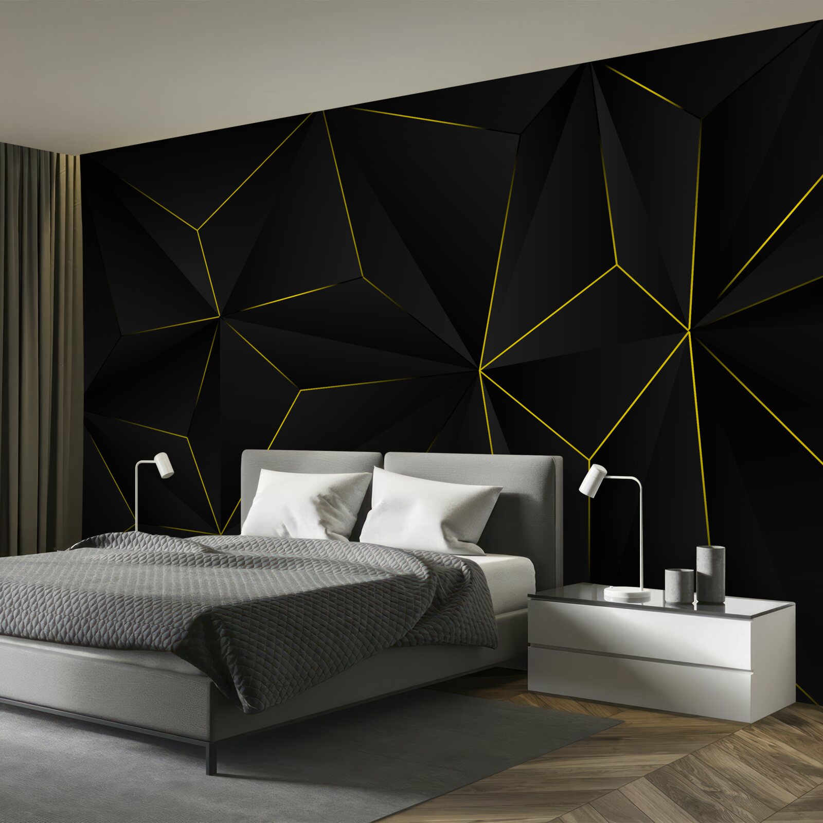 Papier peint fond sombre avec bords dorés des formes