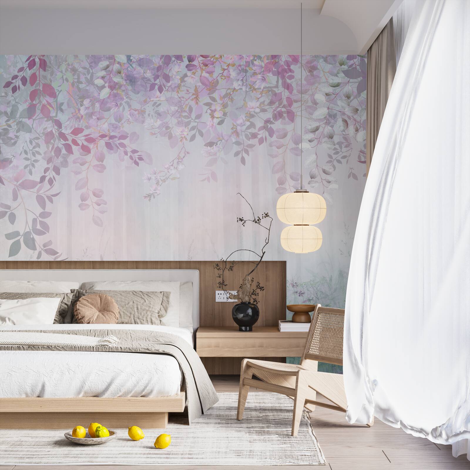 Papier peint feuilles de toutes les couleurs dans la forêt un matin d'automne