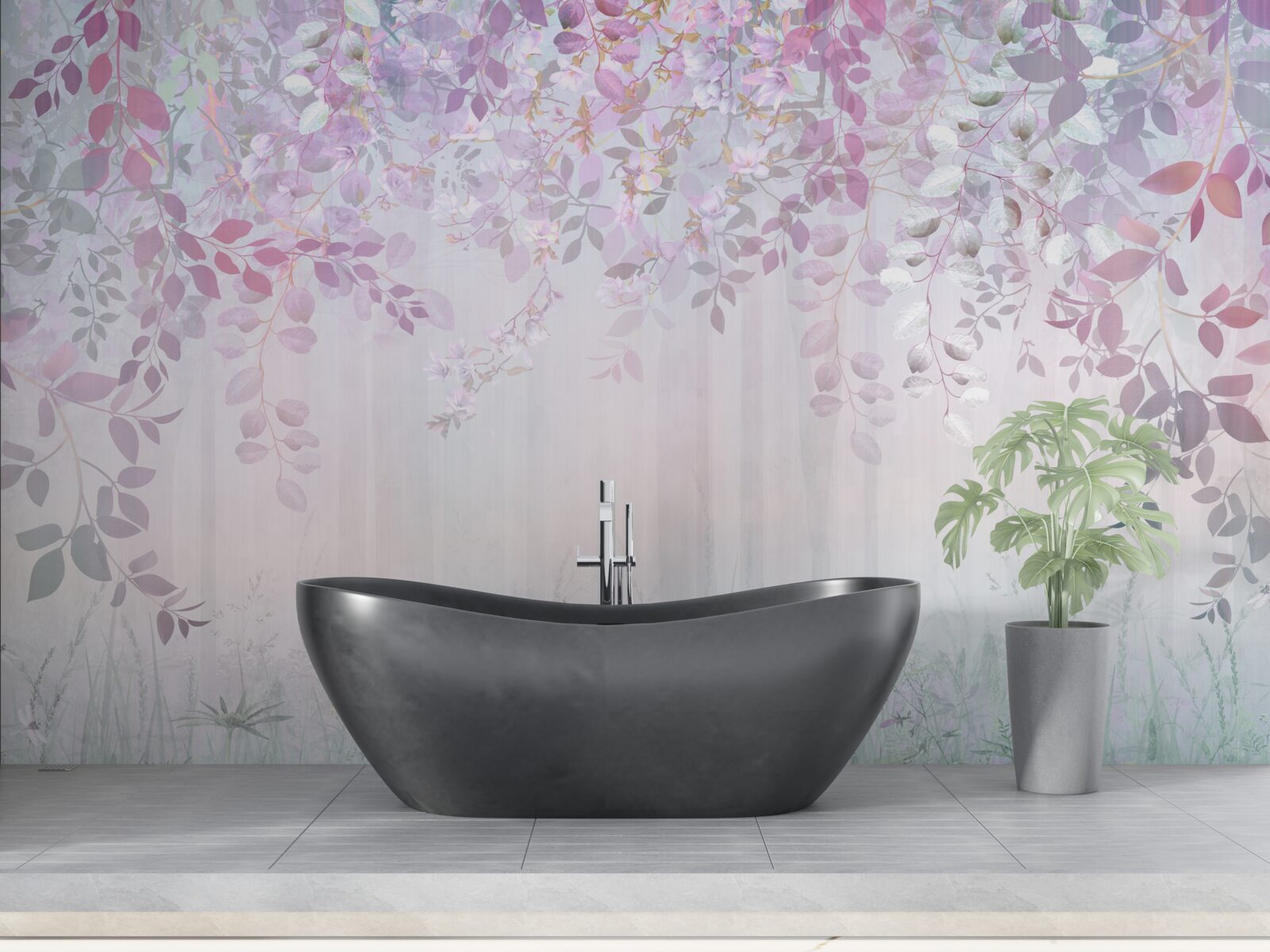 Papier peint feuilles de toutes les couleurs dans la forêt un matin d'automne