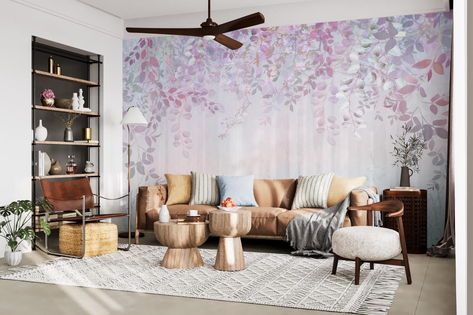 Papier peint feuilles de toutes les couleurs dans la forêt un matin d'automne