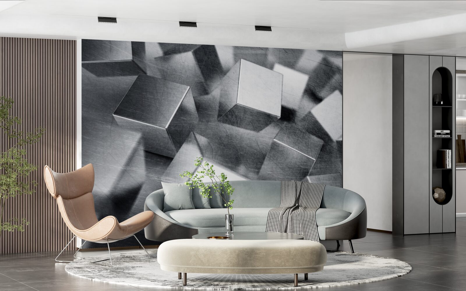 Papier peint cubes en acier