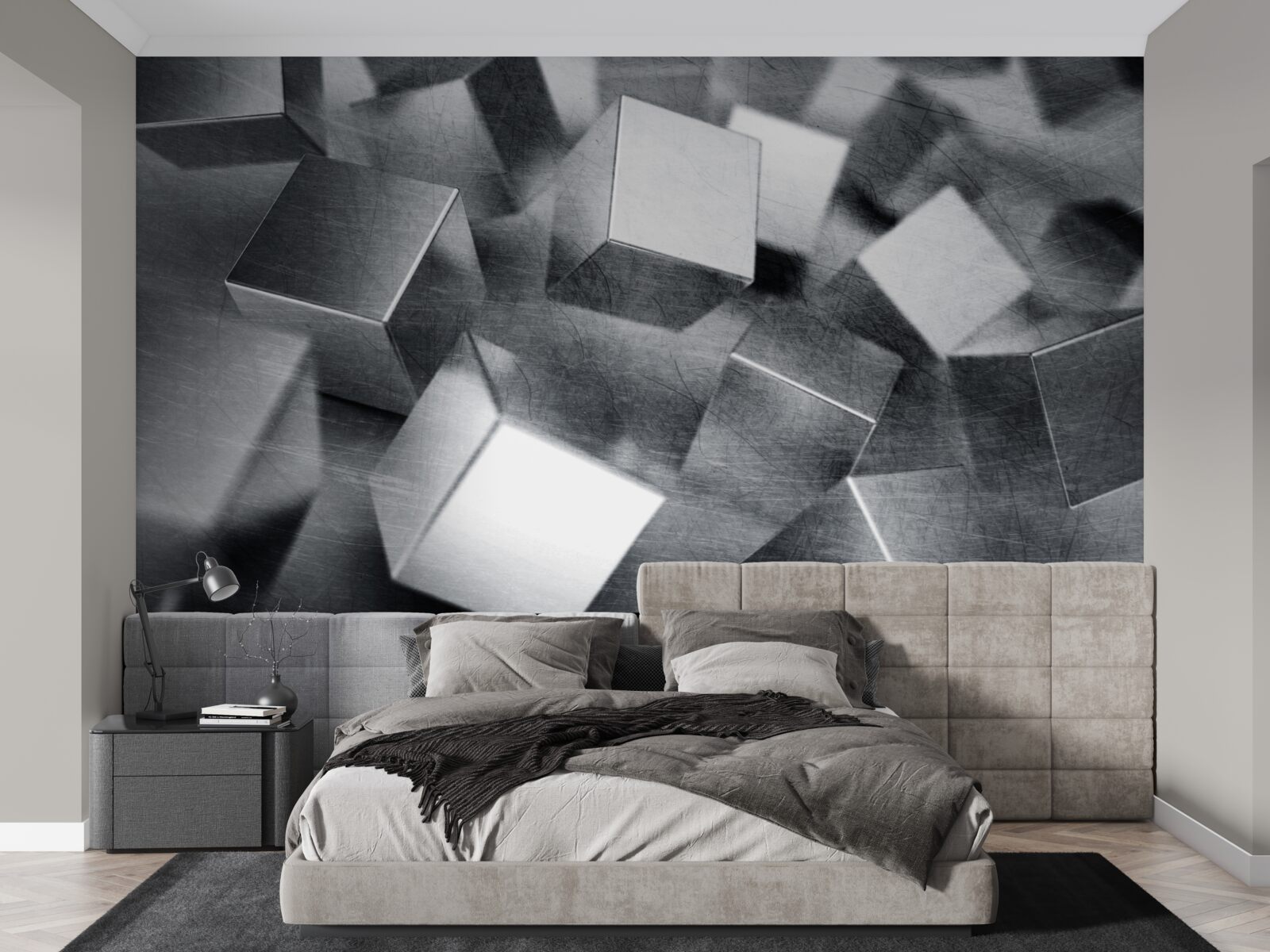 Papier peint cubes en acier