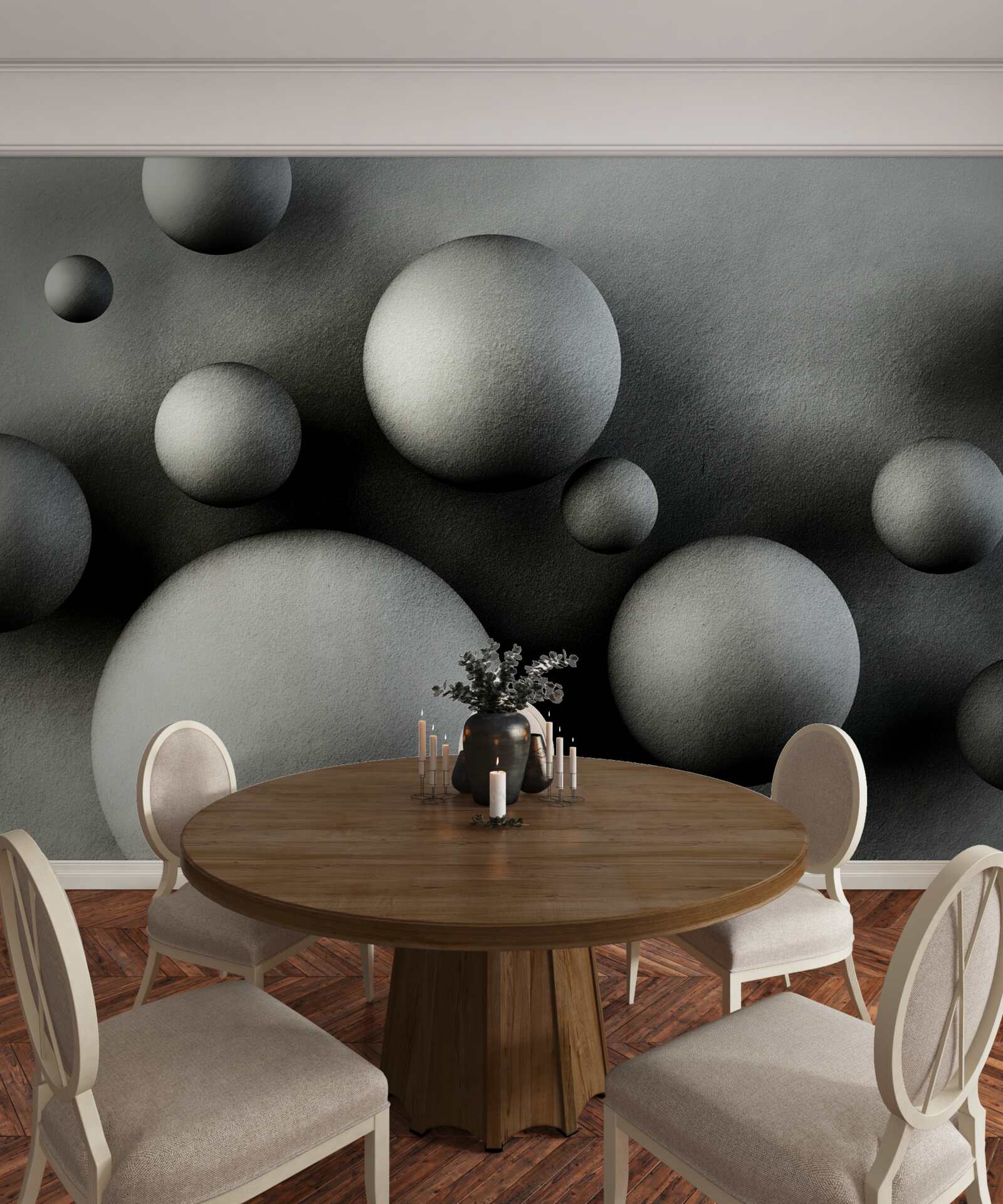 Papier peint boules denses en lévitation