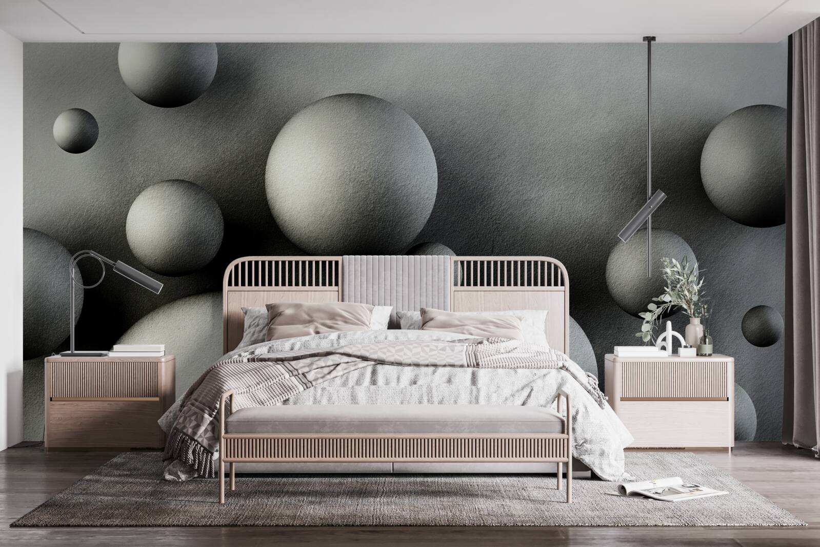 Papier peint boules denses en lévitation