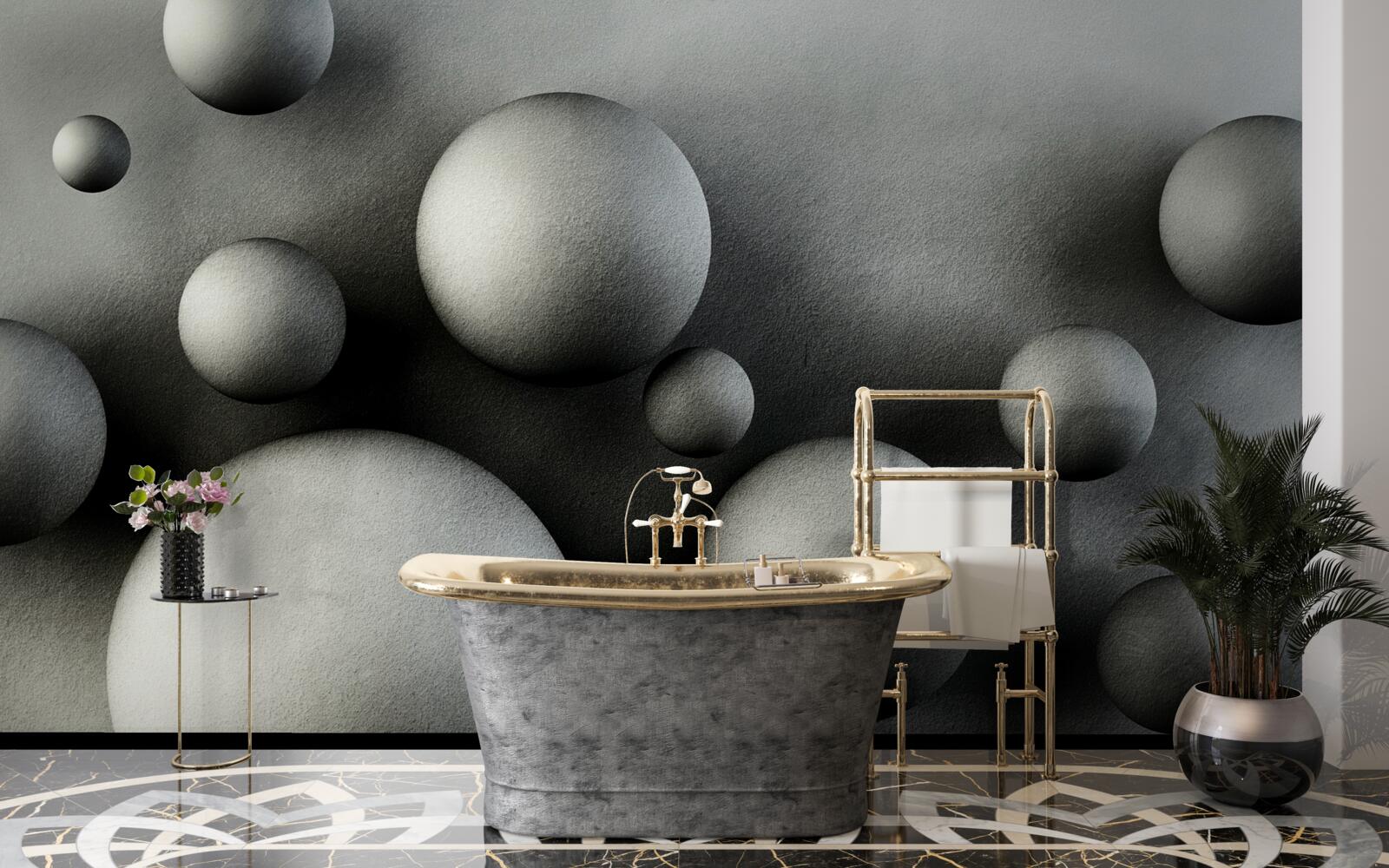 Papier peint boules denses en lévitation