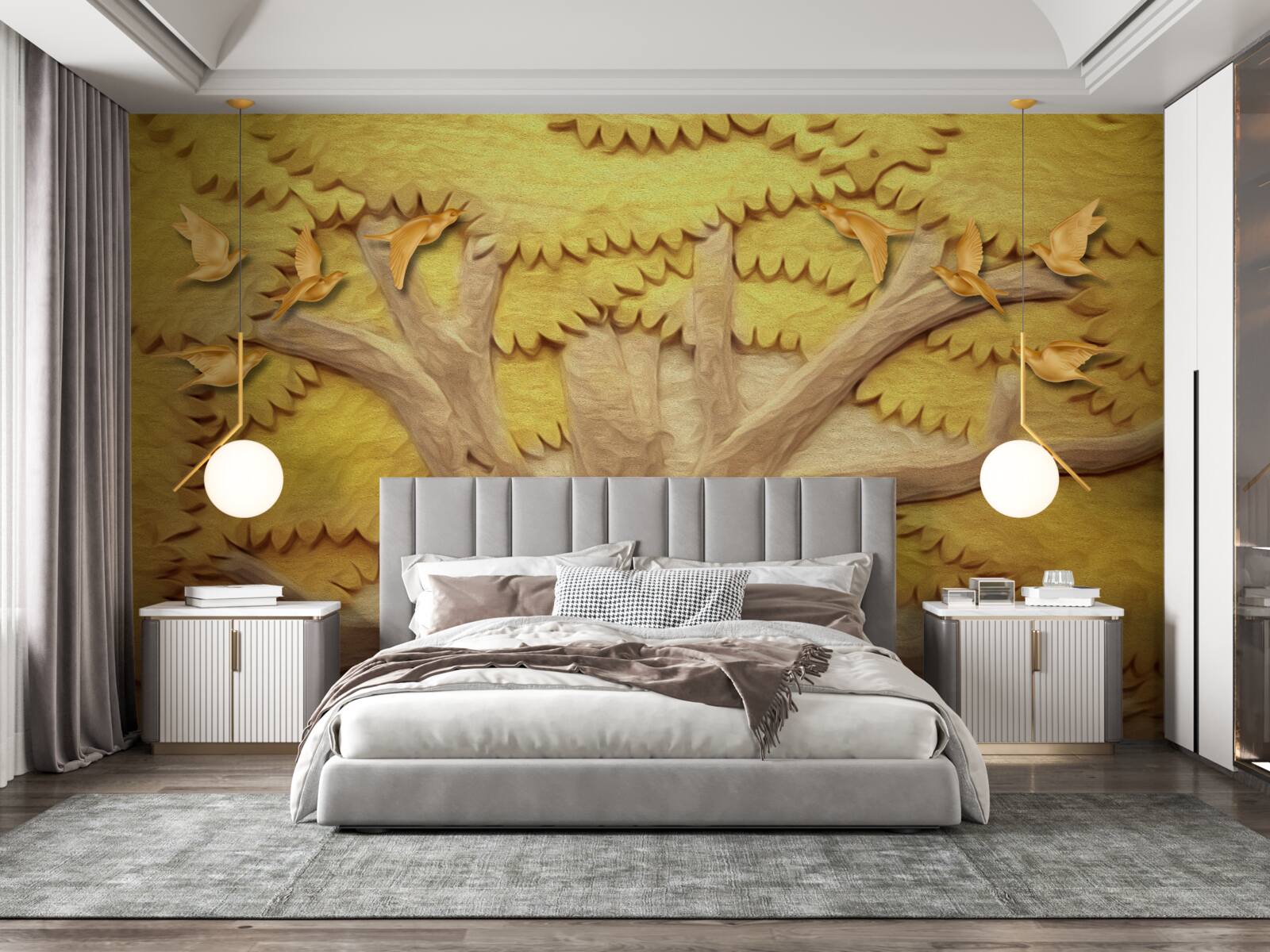 Papier peint feuilles d'arbres luxuriantes