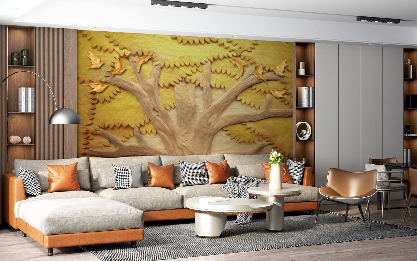 Papier peint feuilles d'arbres luxuriantes