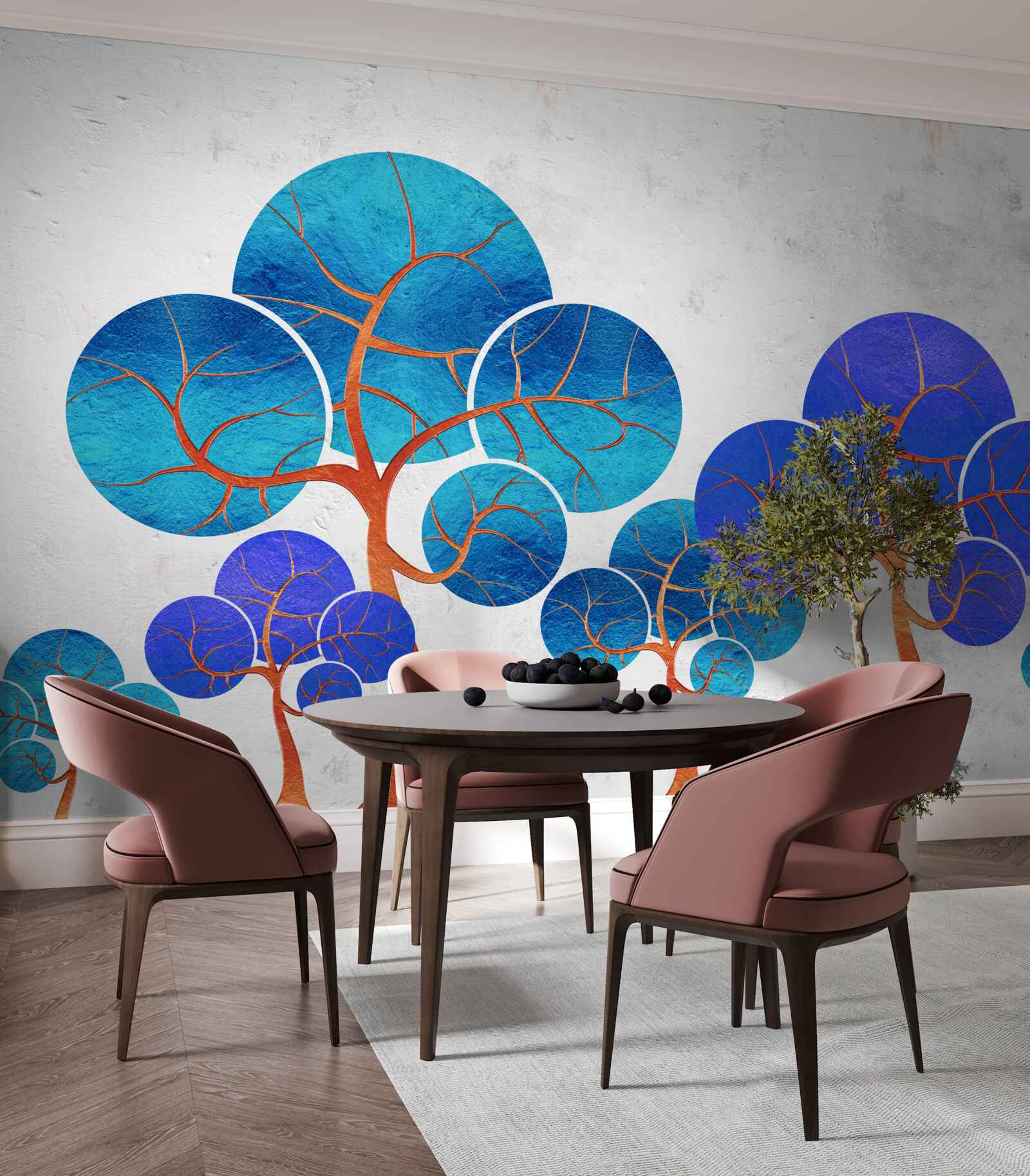 Papier peint les cimes fleuries sont abstraites