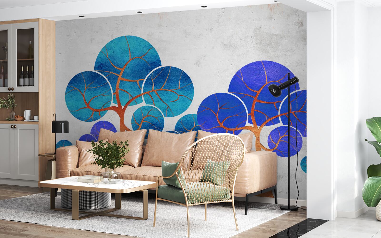 Papier peint les cimes fleuries sont abstraites