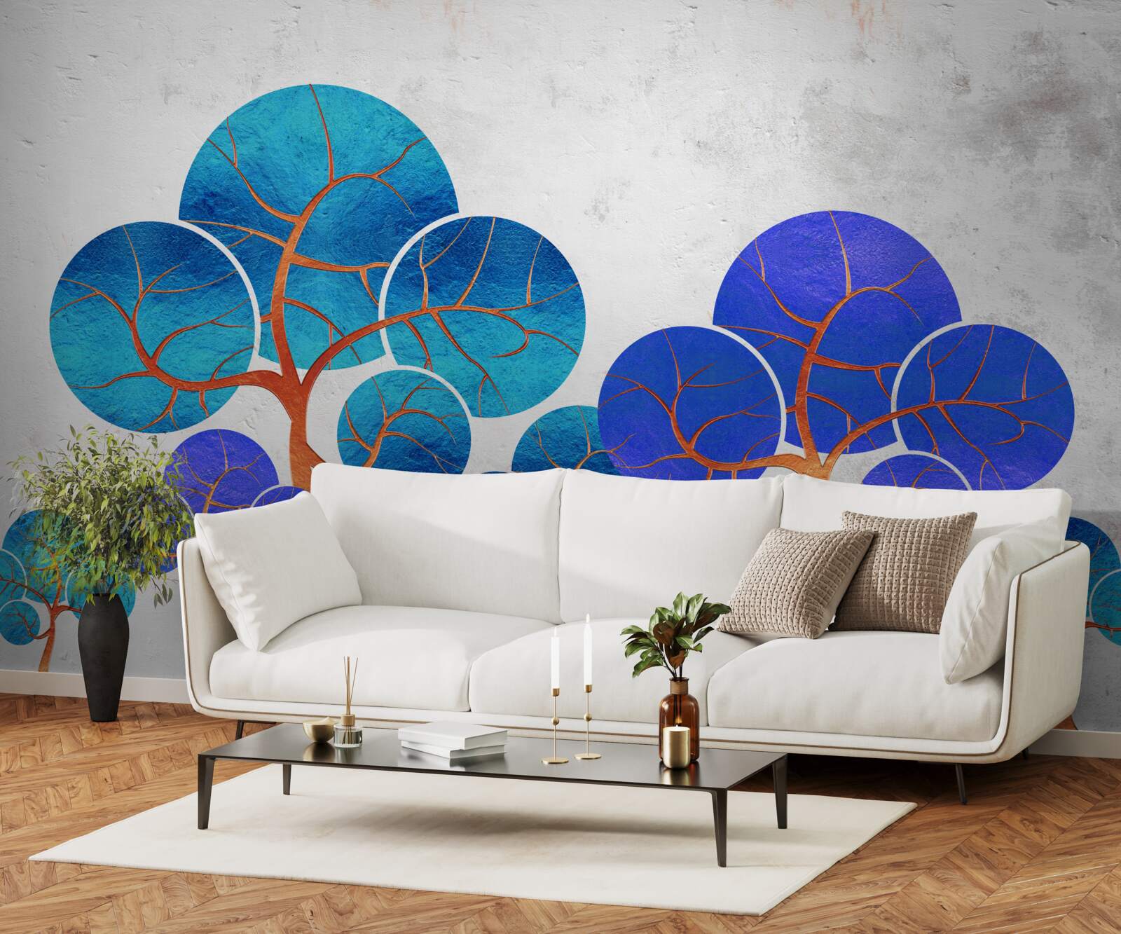 Papier peint les cimes fleuries sont abstraites