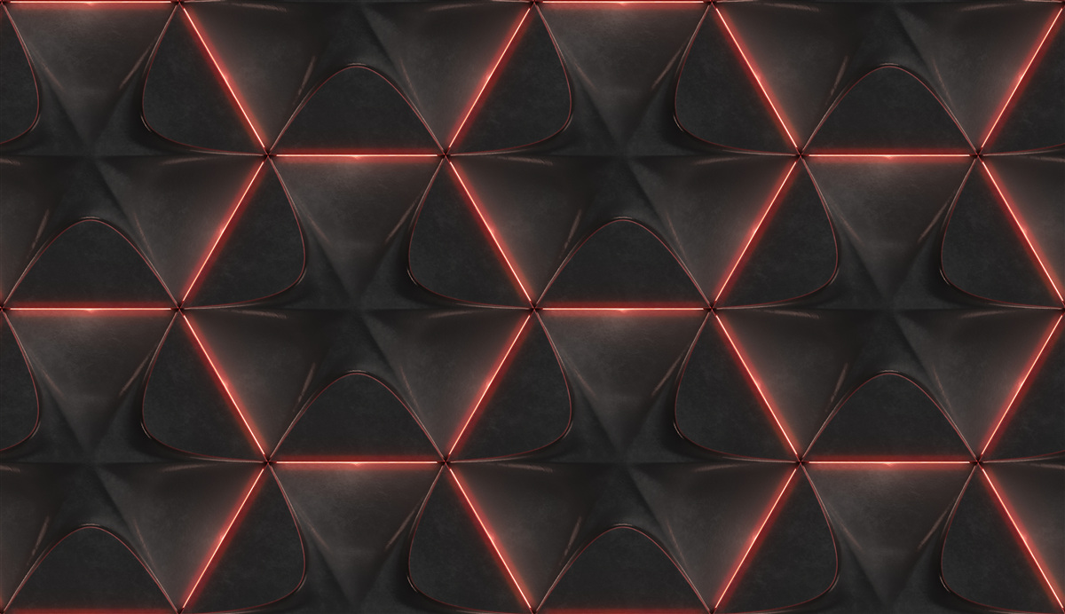 Papier peint pentagones dont les côtés rouges sont de même longueur