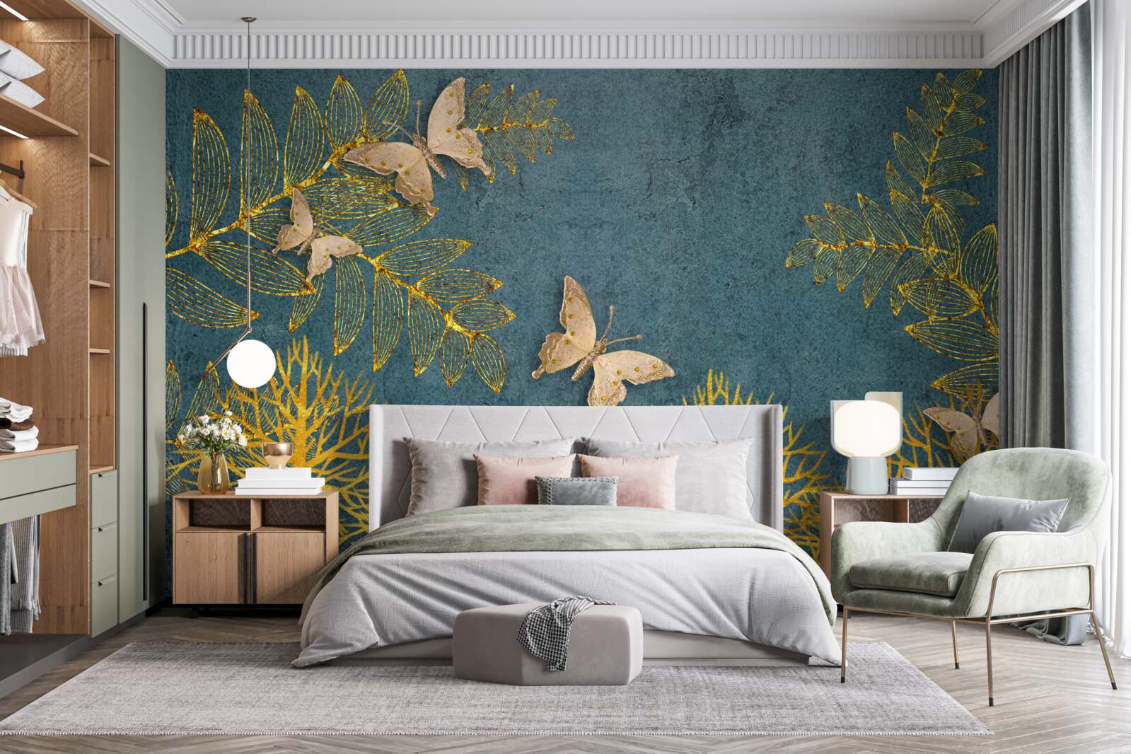 Papier peint une forêt pleine d'or et d'obscurité