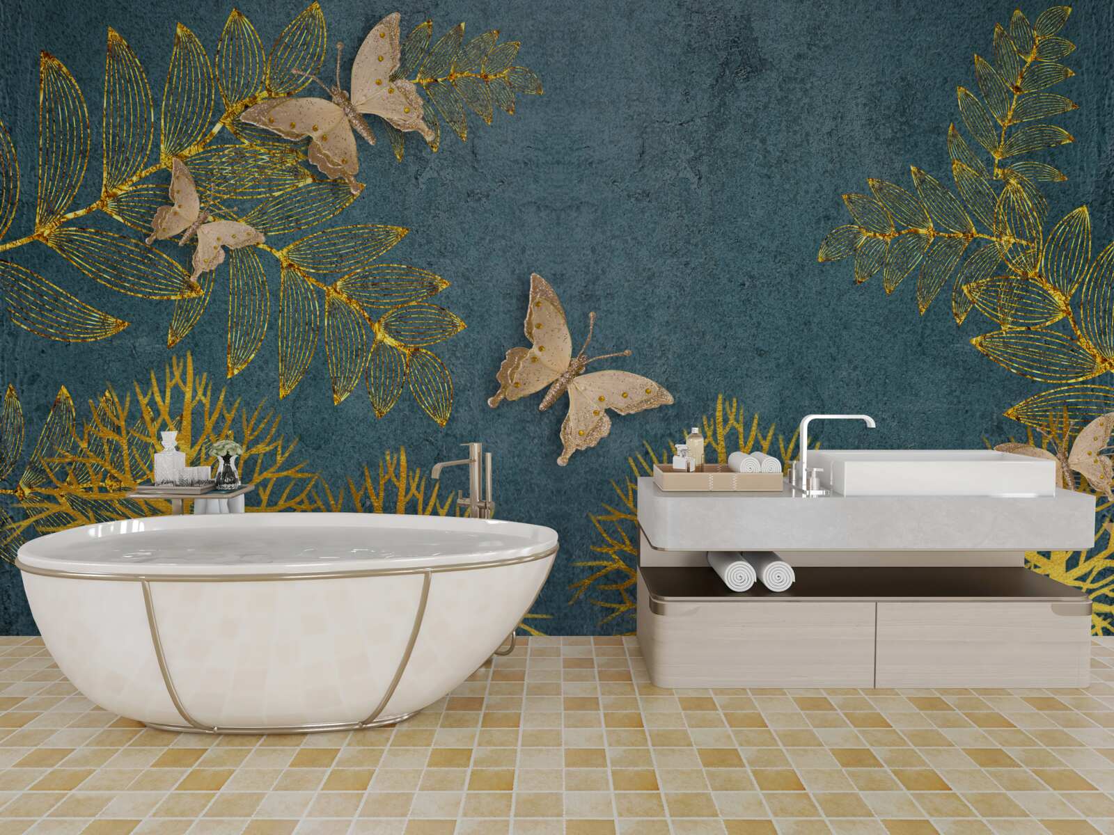 Papier peint une forêt pleine d'or et d'obscurité