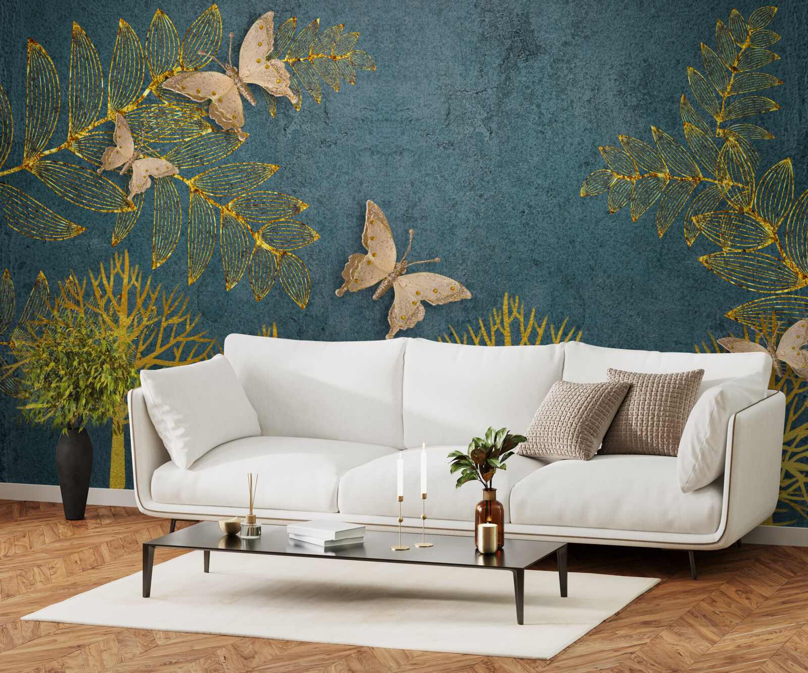 Papier peint une forêt pleine d'or et d'obscurité