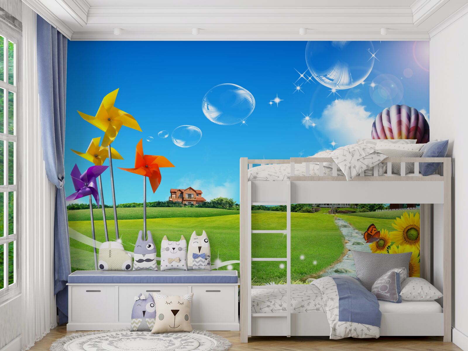 Papier peint par un jour d'été, le chemin est vert