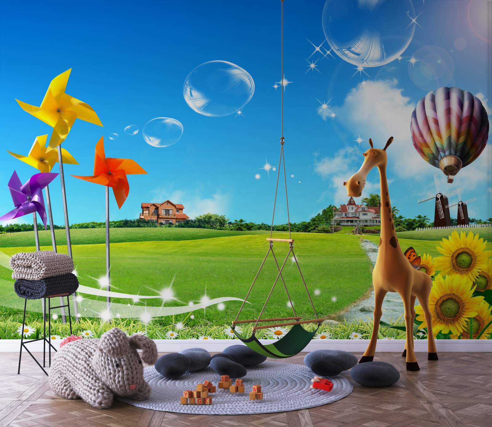 Papier peint par un jour d'été, le chemin est vert