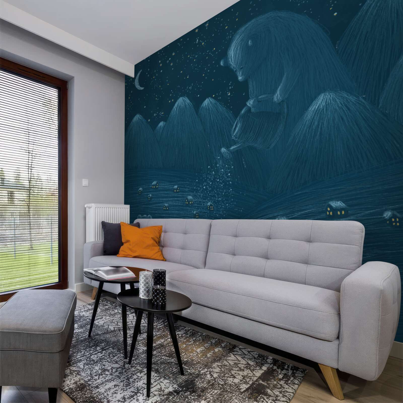 Papier peint au cœur de la nuit dans le village