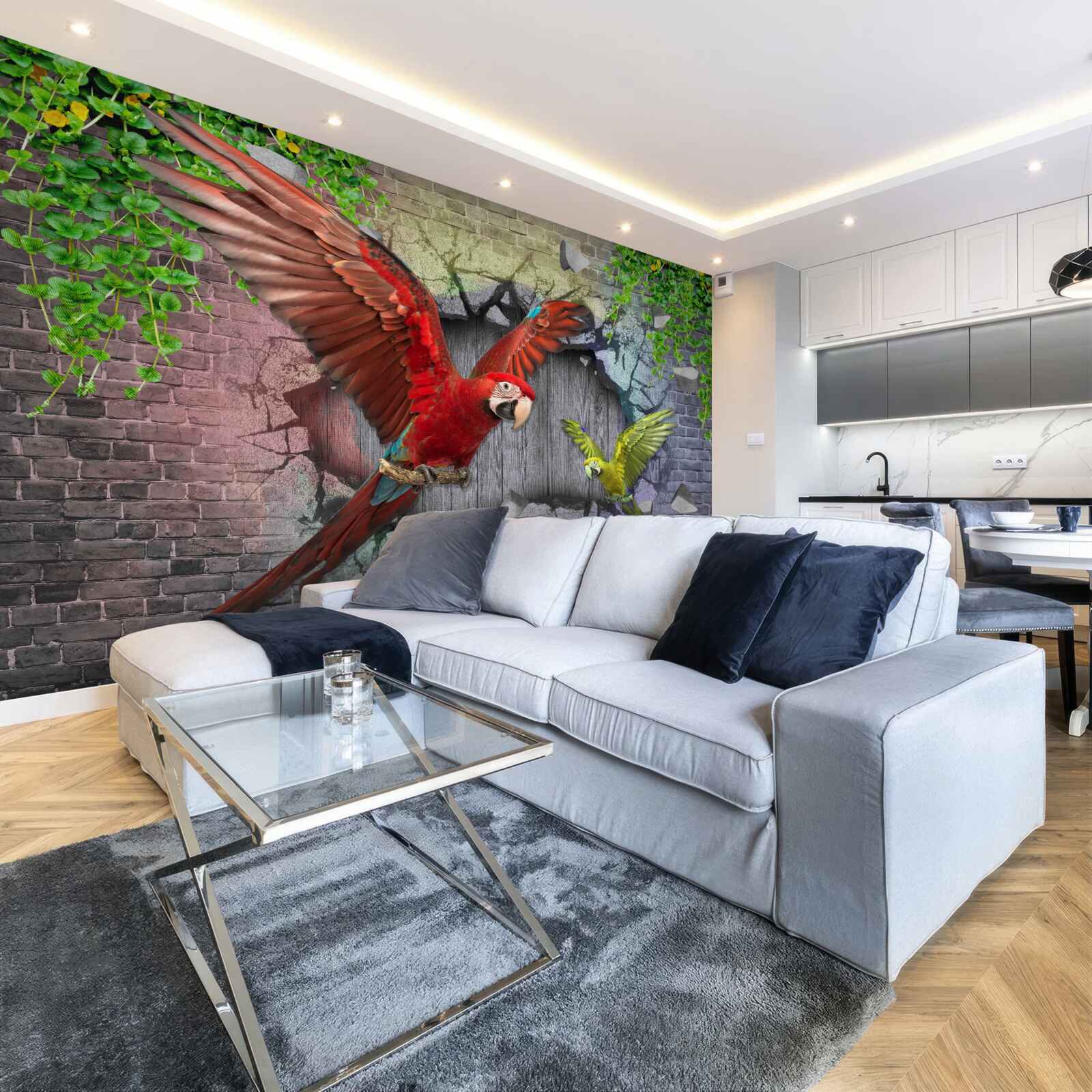 Papier peint les perroquets traversent le mur