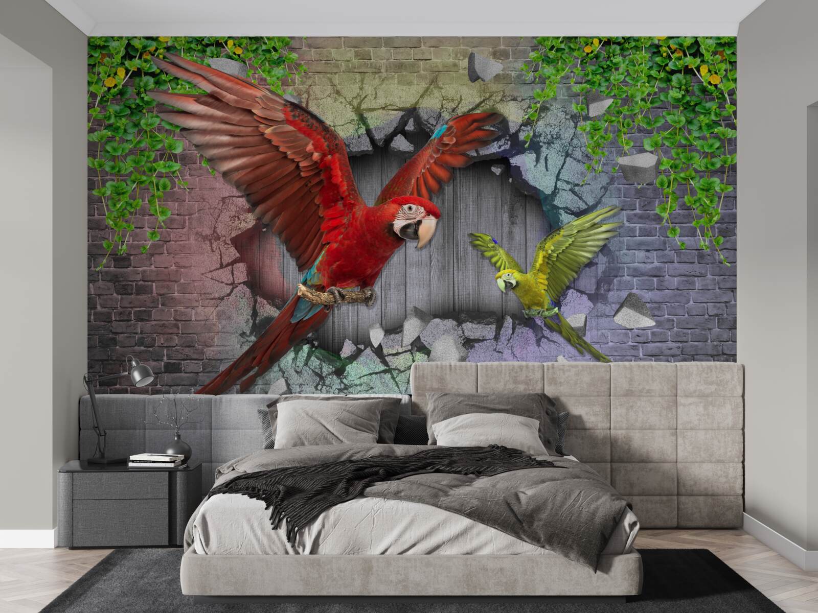 Papier peint les perroquets traversent le mur