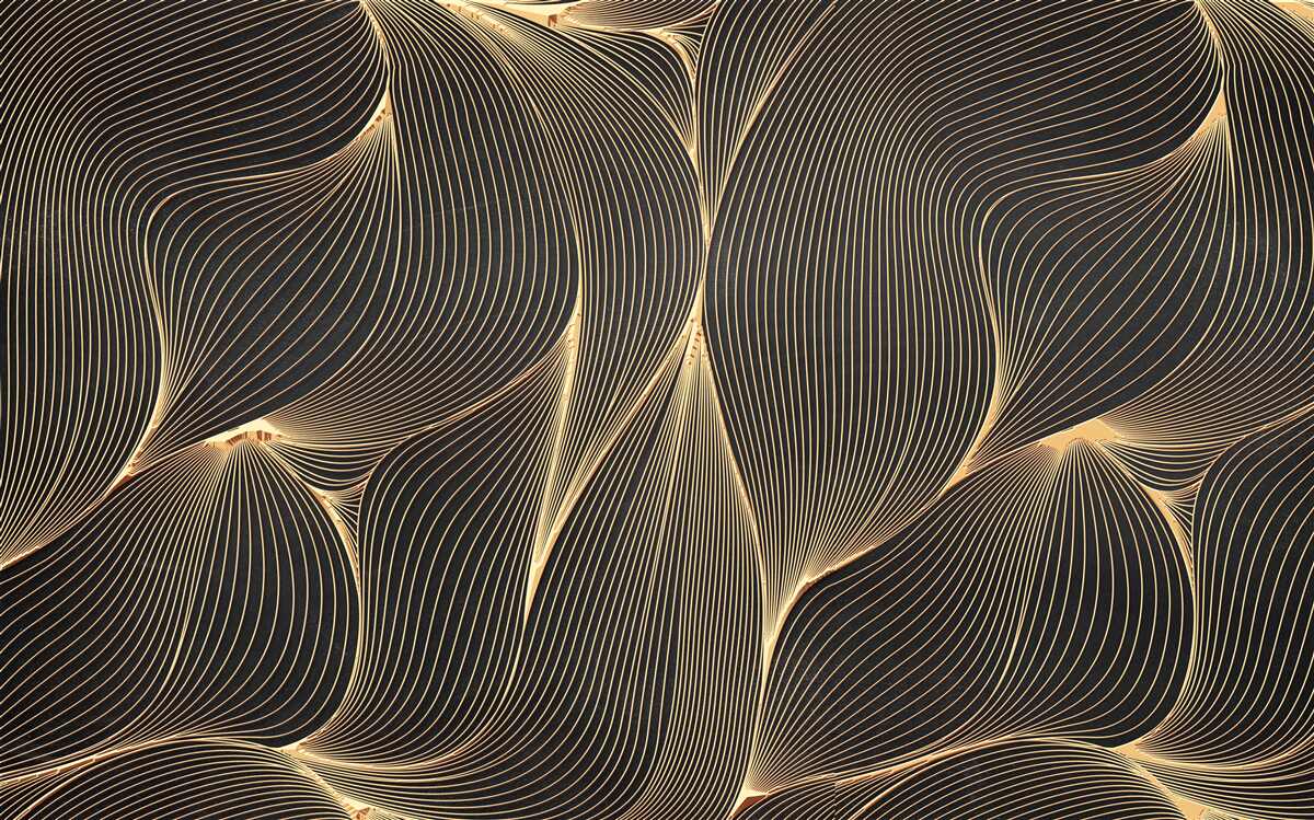 Papier peint abstrait avec des lignes douces et dorées